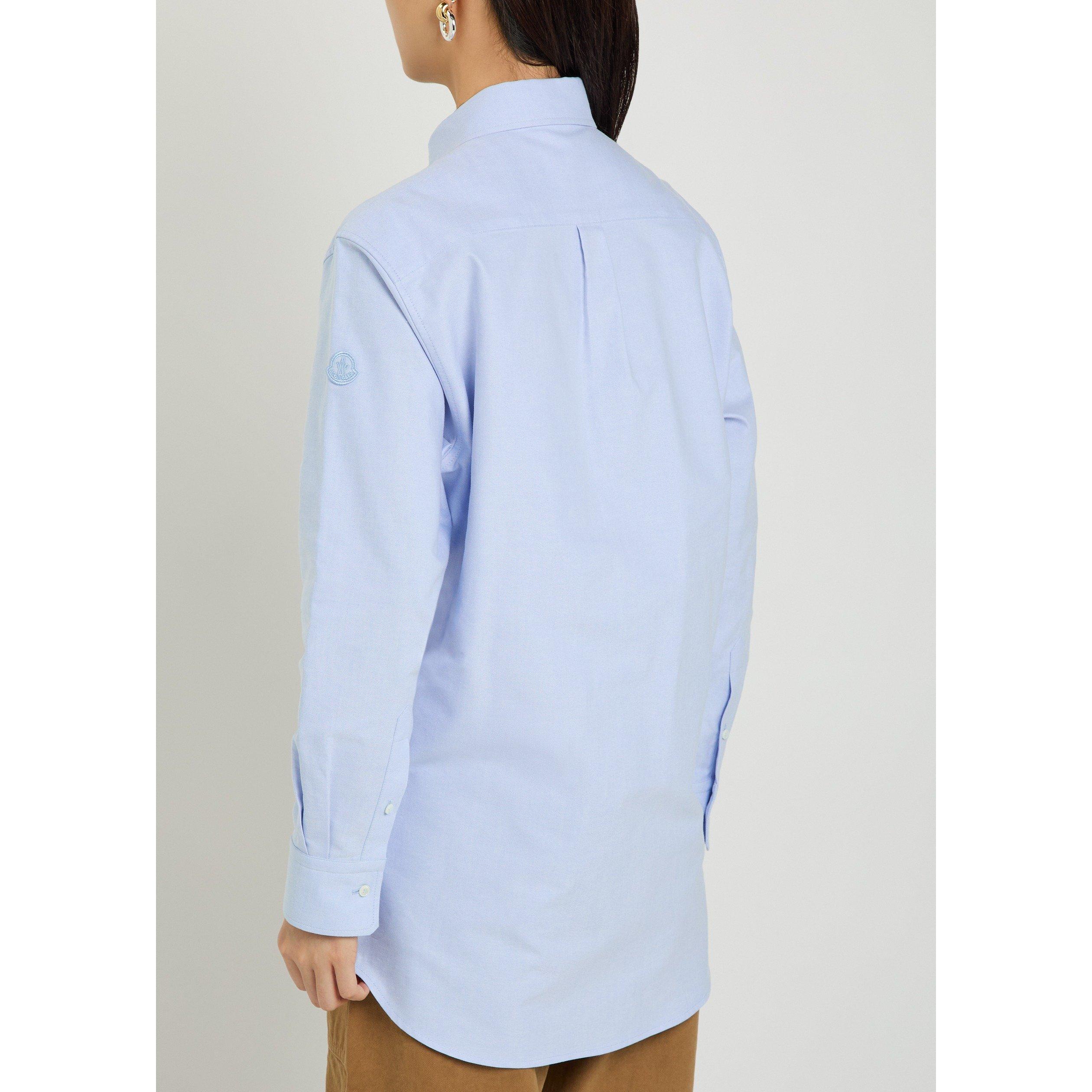 LIGHT BLUE - Moncler - Women's Cotton Long-Sleeved Longline Shirt - 3