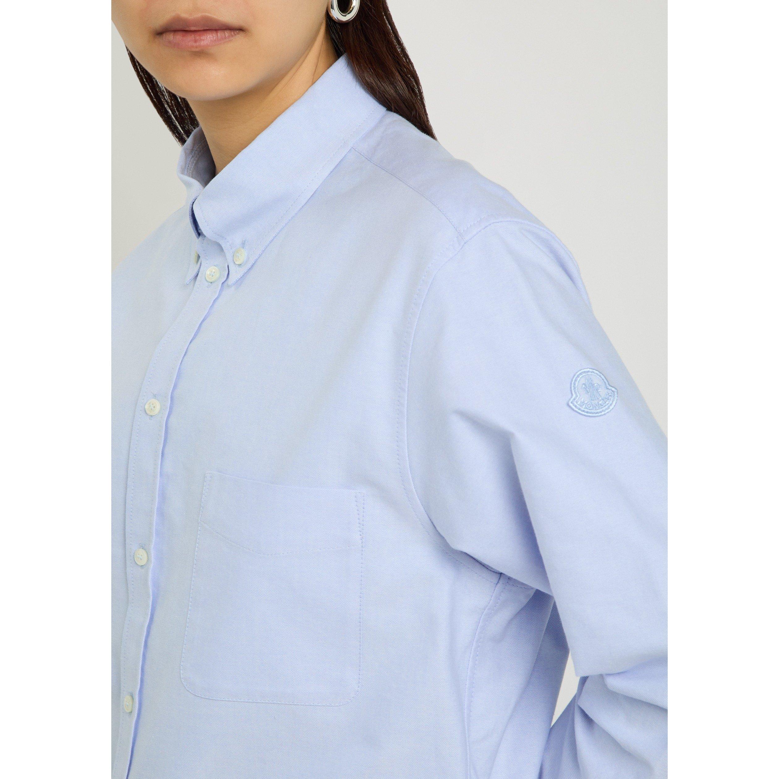 LIGHT BLUE - Moncler - Women's Cotton Long-Sleeved Longline Shirt - 4