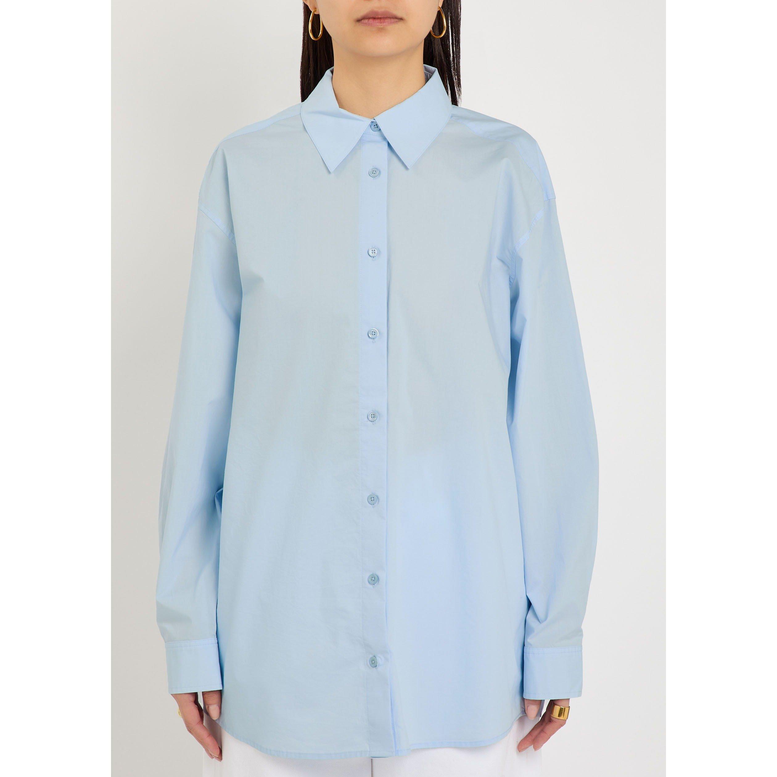 LIGHT BLUE - Toteme - Women's Cotton Long-Sleeve Oversized-Fit Plain Shirt - 2