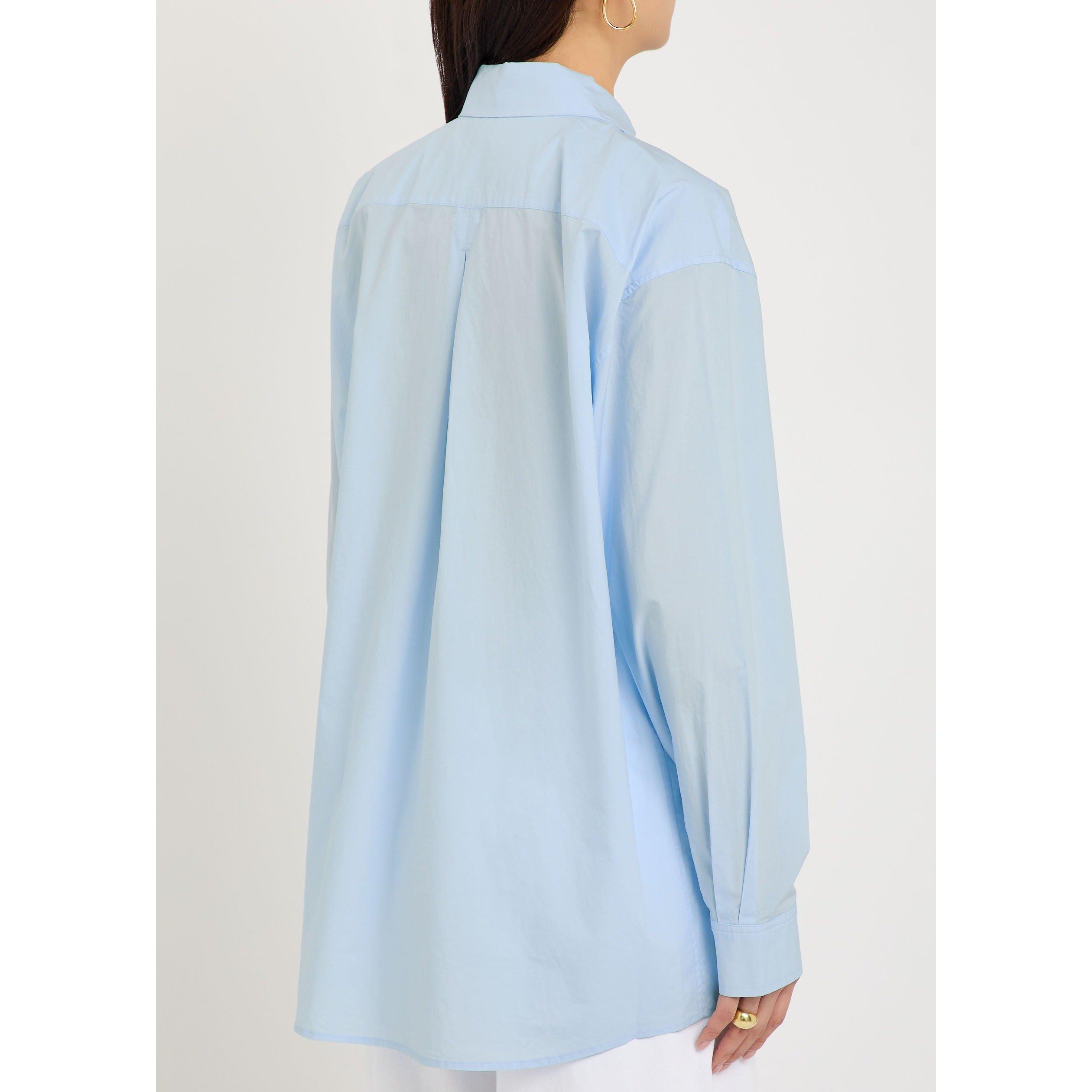 LIGHT BLUE - Toteme - Women's Cotton Long-Sleeve Oversized-Fit Plain Shirt - 3