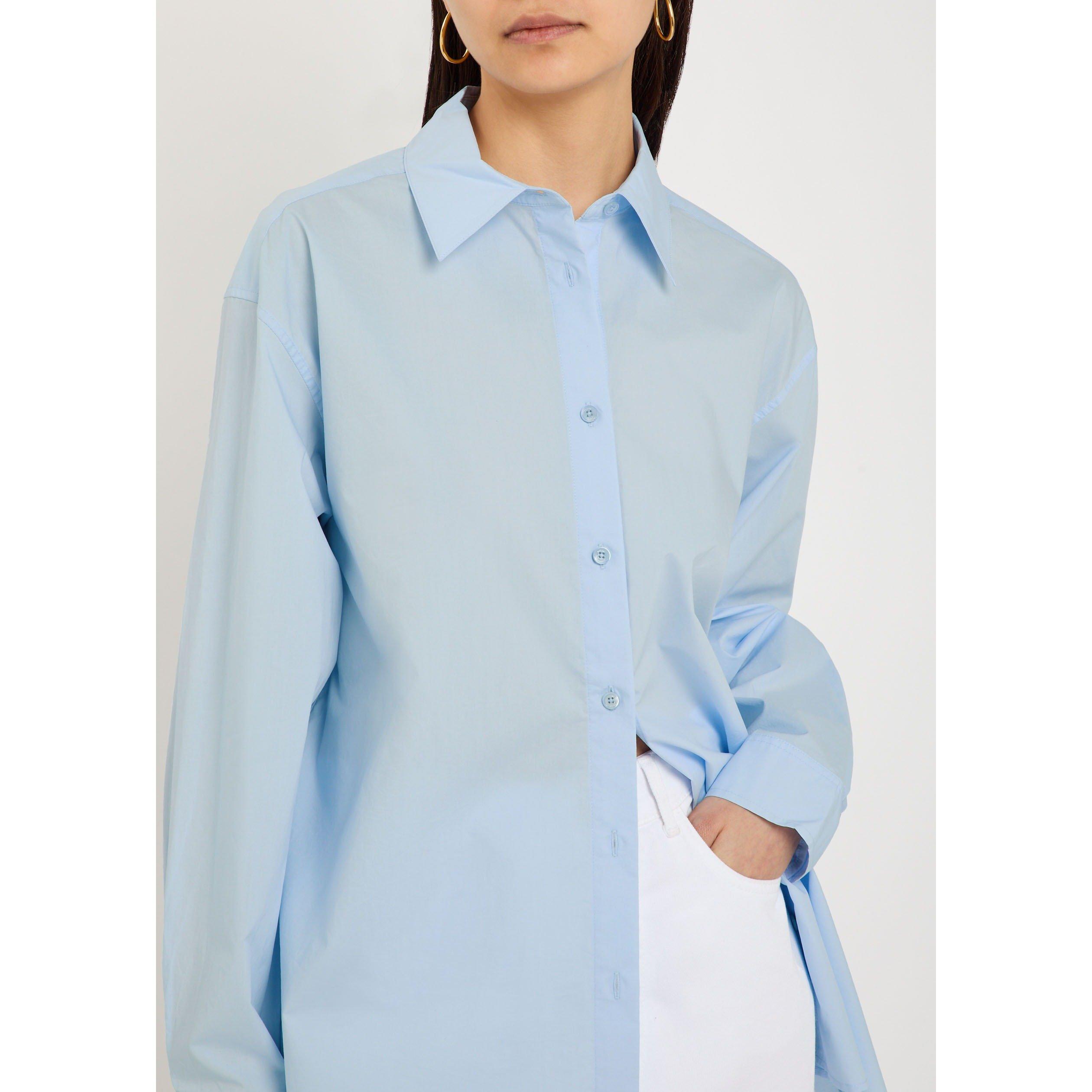 LIGHT BLUE - Toteme - Women's Cotton Long-Sleeve Oversized-Fit Plain Shirt - 4