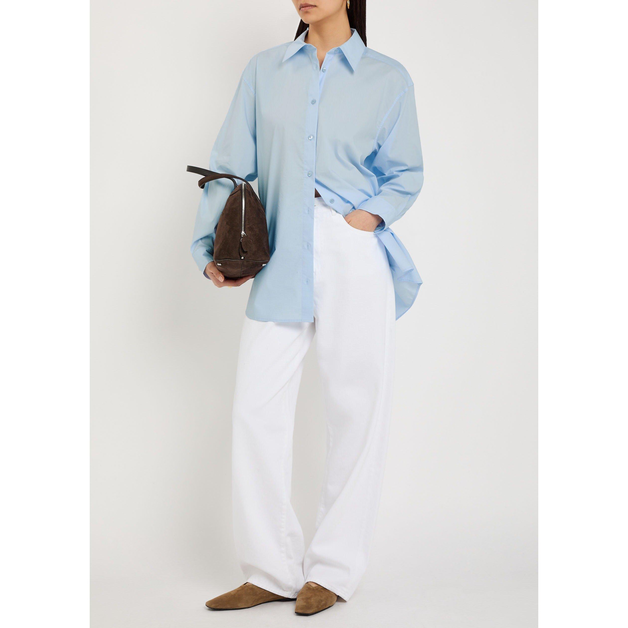 LIGHT BLUE - Toteme - Women's Cotton Long-Sleeve Oversized-Fit Plain Shirt - 5
