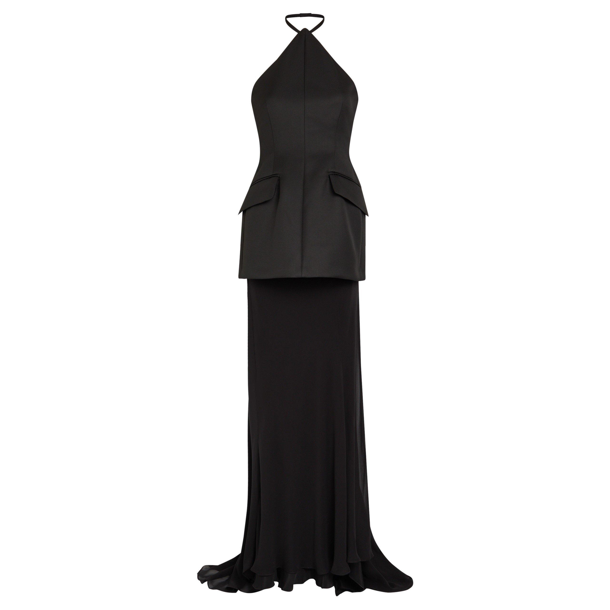 BLACK - Sportmax - Women's Silk Halterneck Maxi Dress - 1