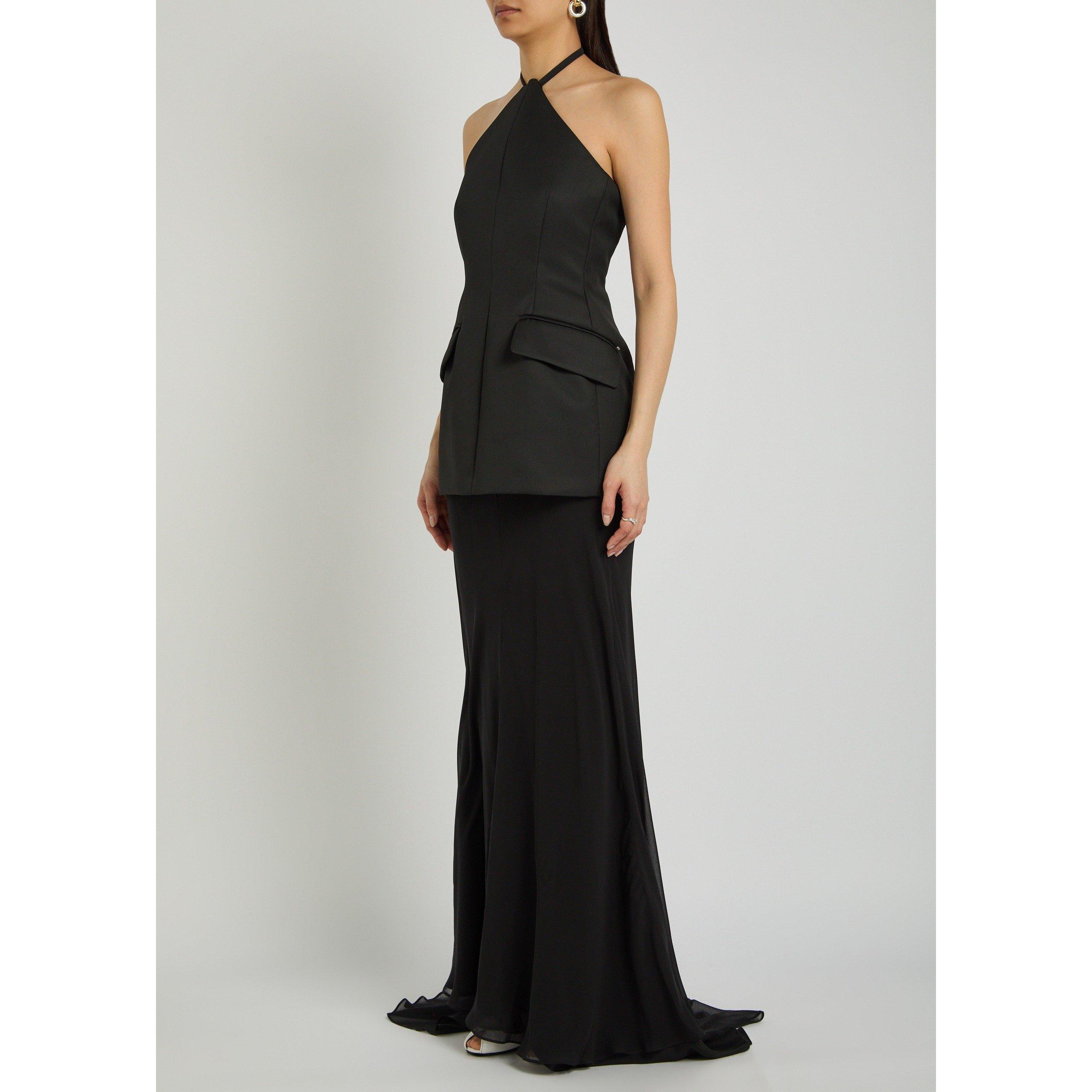 BLACK - Sportmax - Women's Silk Halterneck Maxi Dress - 2
