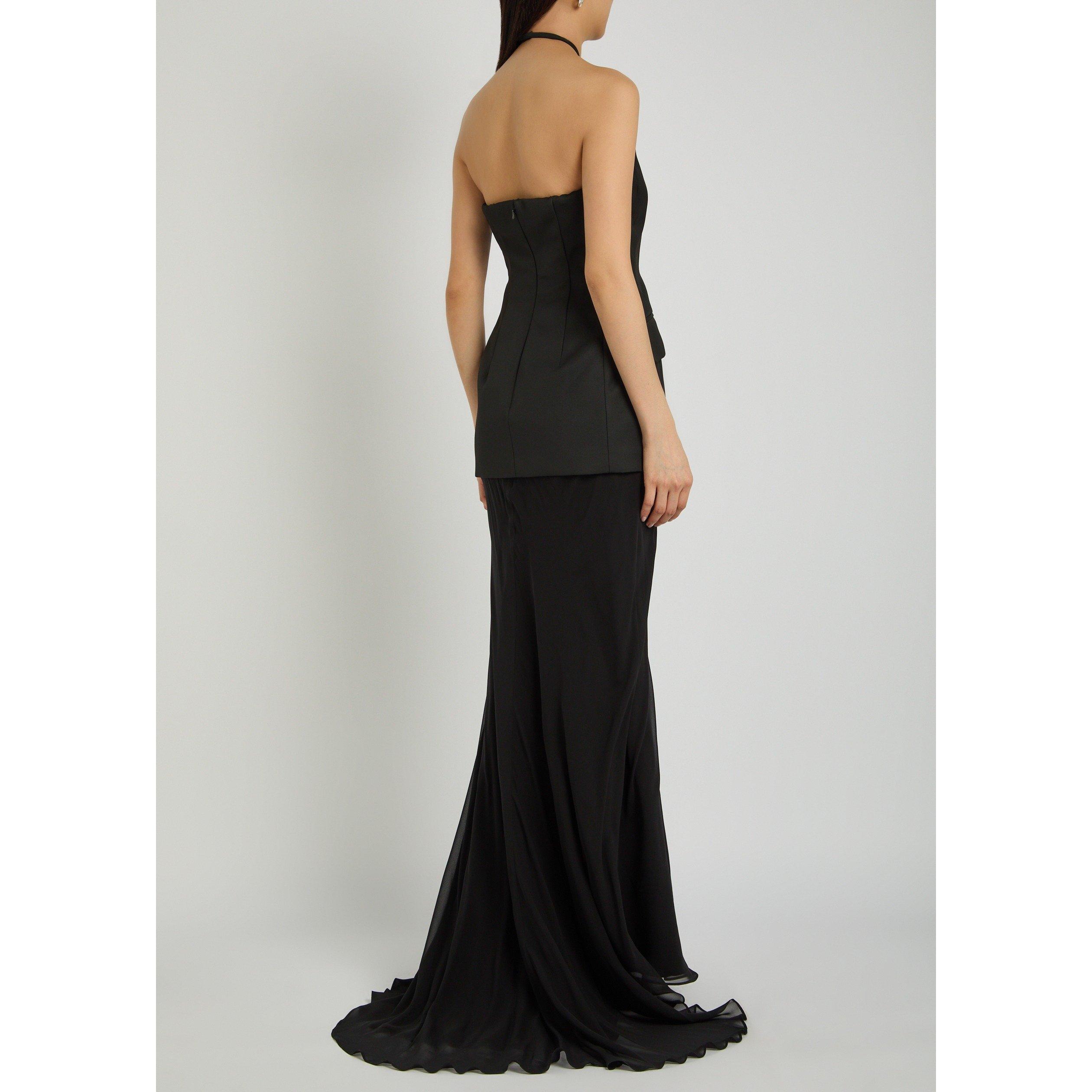 BLACK - Sportmax - Women's Silk Halterneck Maxi Dress - 3