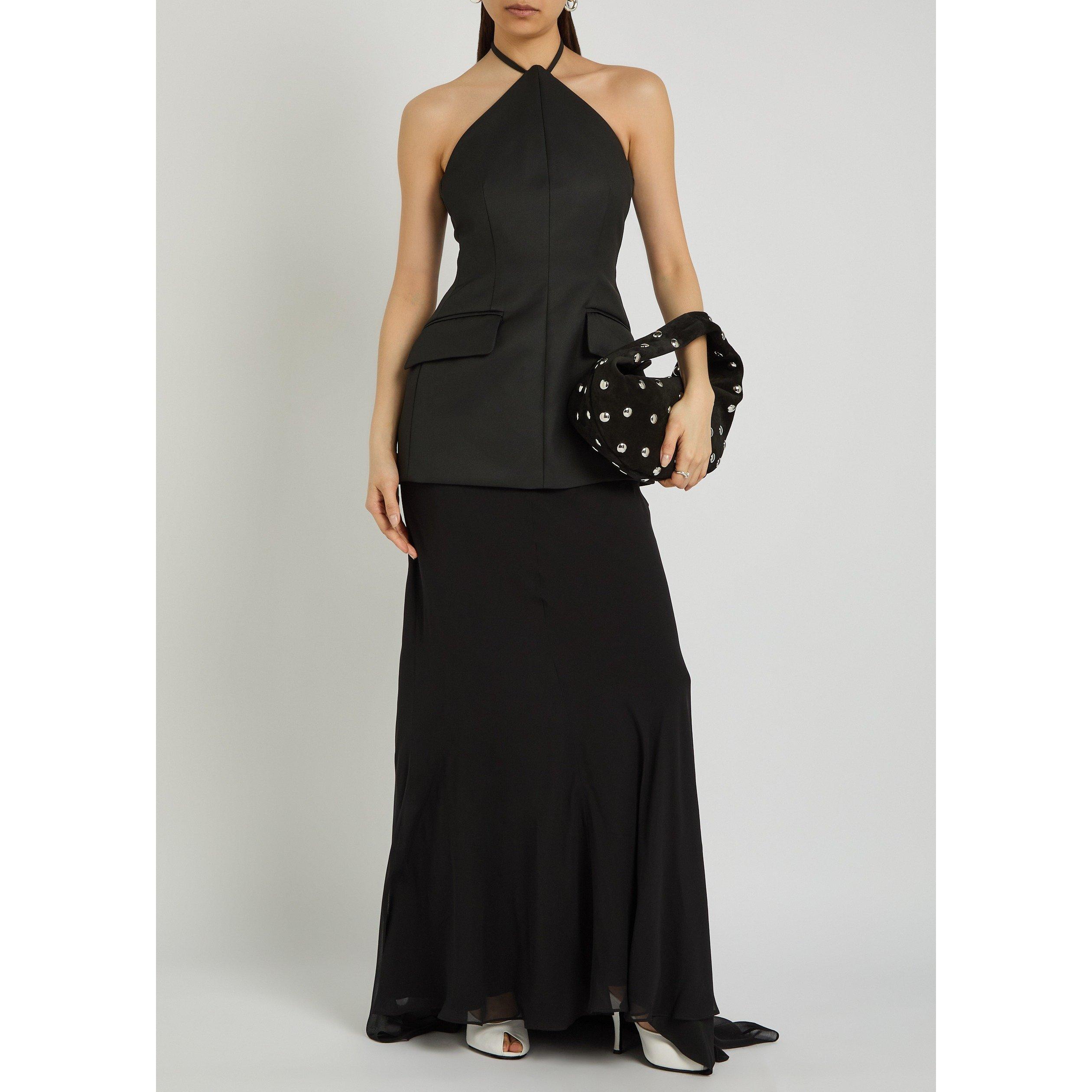 BLACK - Sportmax - Women's Silk Halterneck Maxi Dress - 5