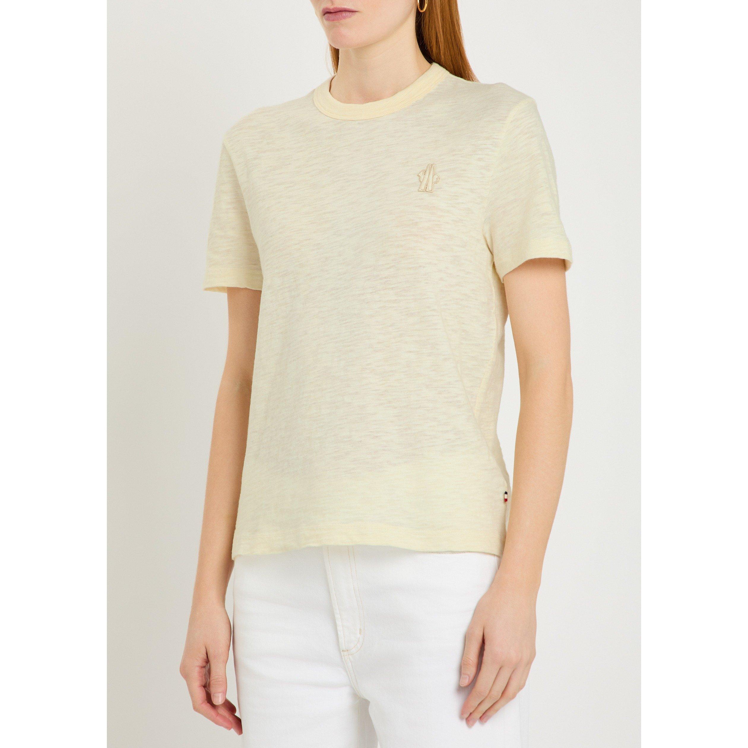 IVORY - Moncler - Women's Cotton Short-Sleeve Crew-Neck Slim-Fit T-Shirt - 2