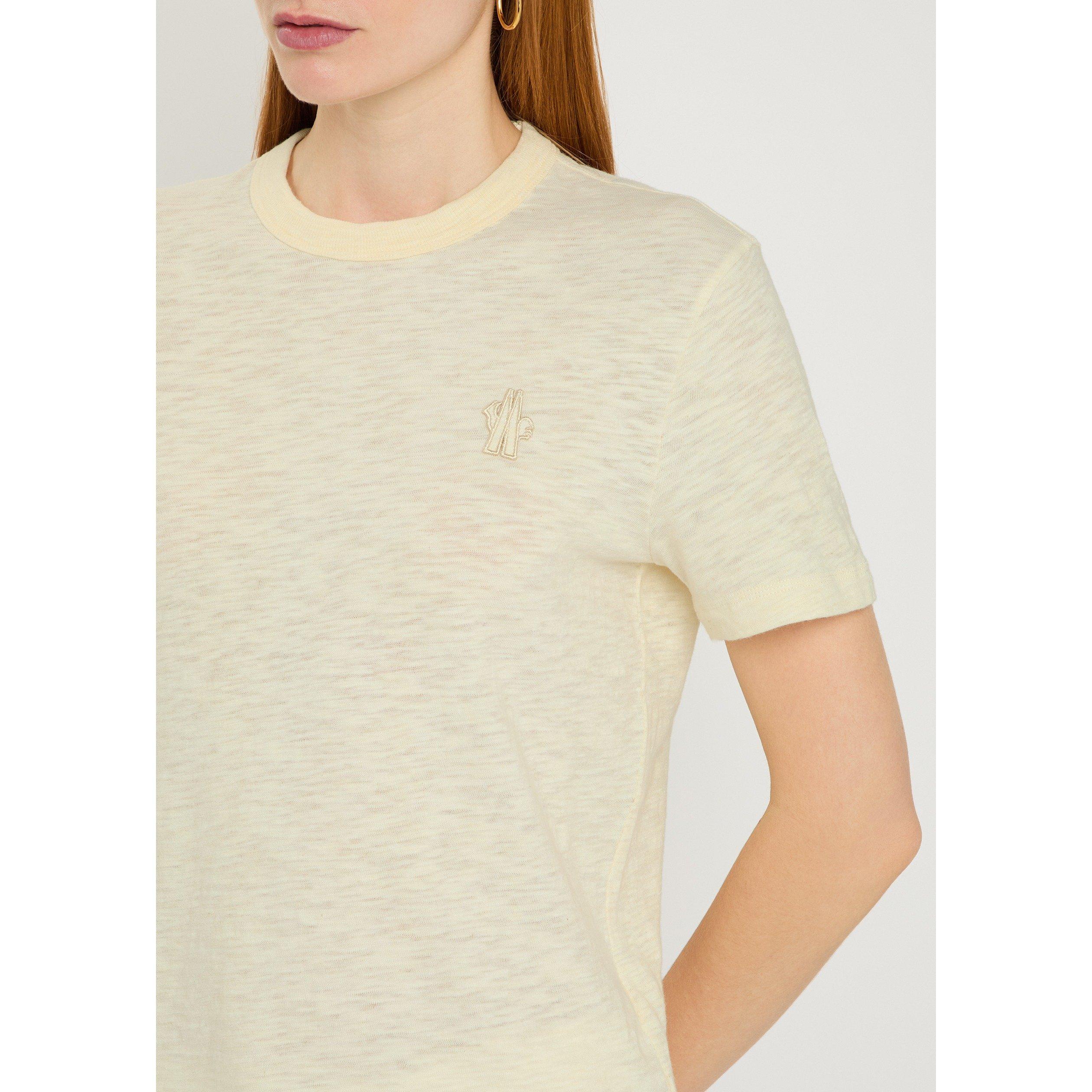 IVORY - Moncler - Women's Cotton Short-Sleeve Crew-Neck Slim-Fit T-Shirt - 4