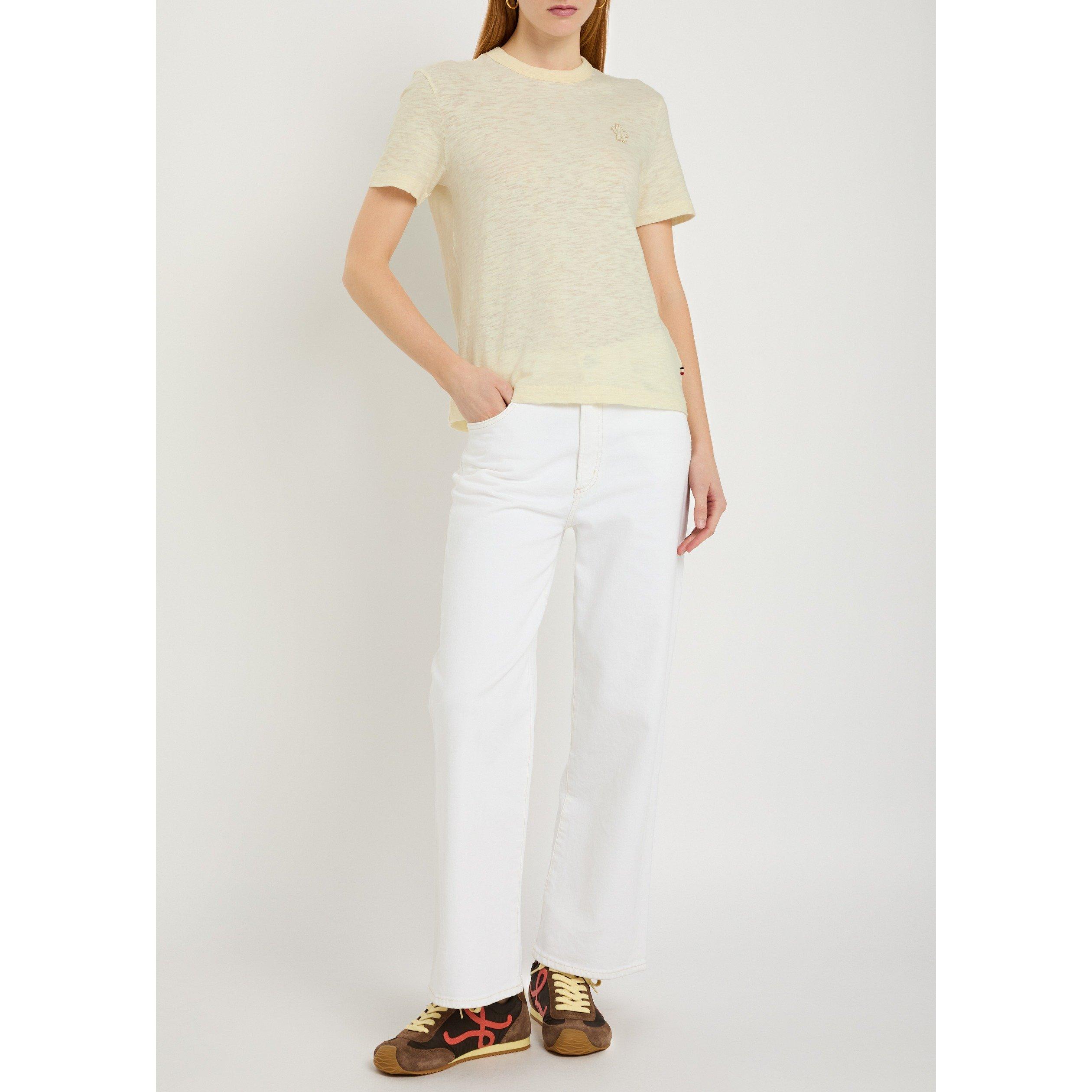 IVORY - Moncler - Women's Cotton Short-Sleeve Crew-Neck Slim-Fit T-Shirt - 5