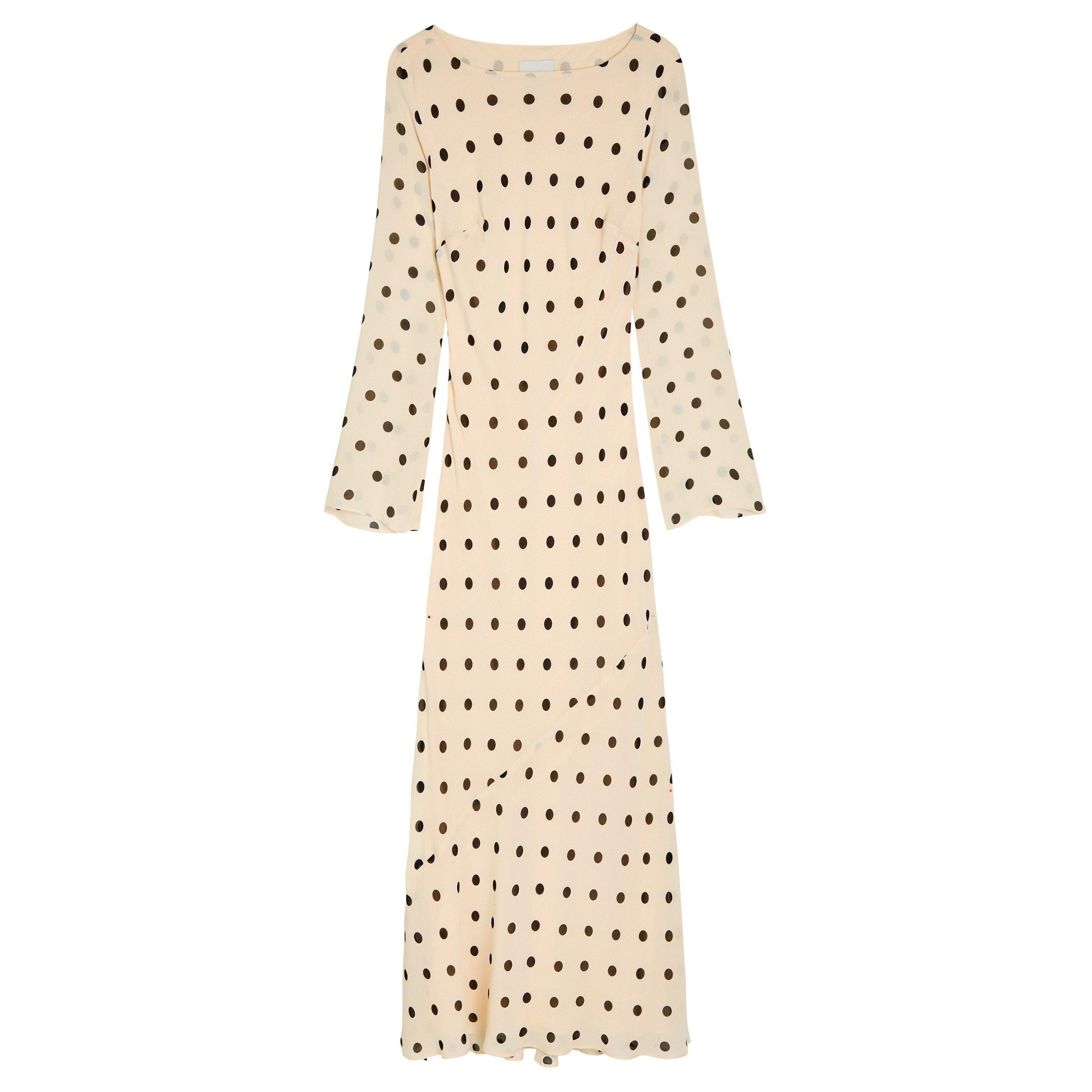 WHITE AND OTHER - Reformation - Women's Esra Polka Dot Long-Sleeve Viscose Maxi Dress - 1