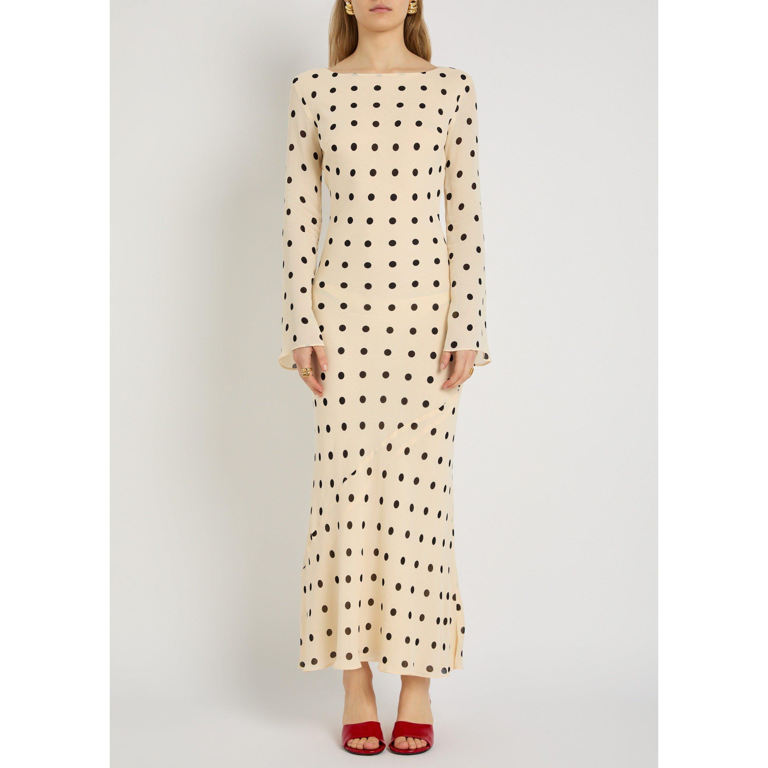 WHITE AND OTHER - Reformation - Women's Esra Polka Dot Long-Sleeve Viscose Maxi Dress - 2