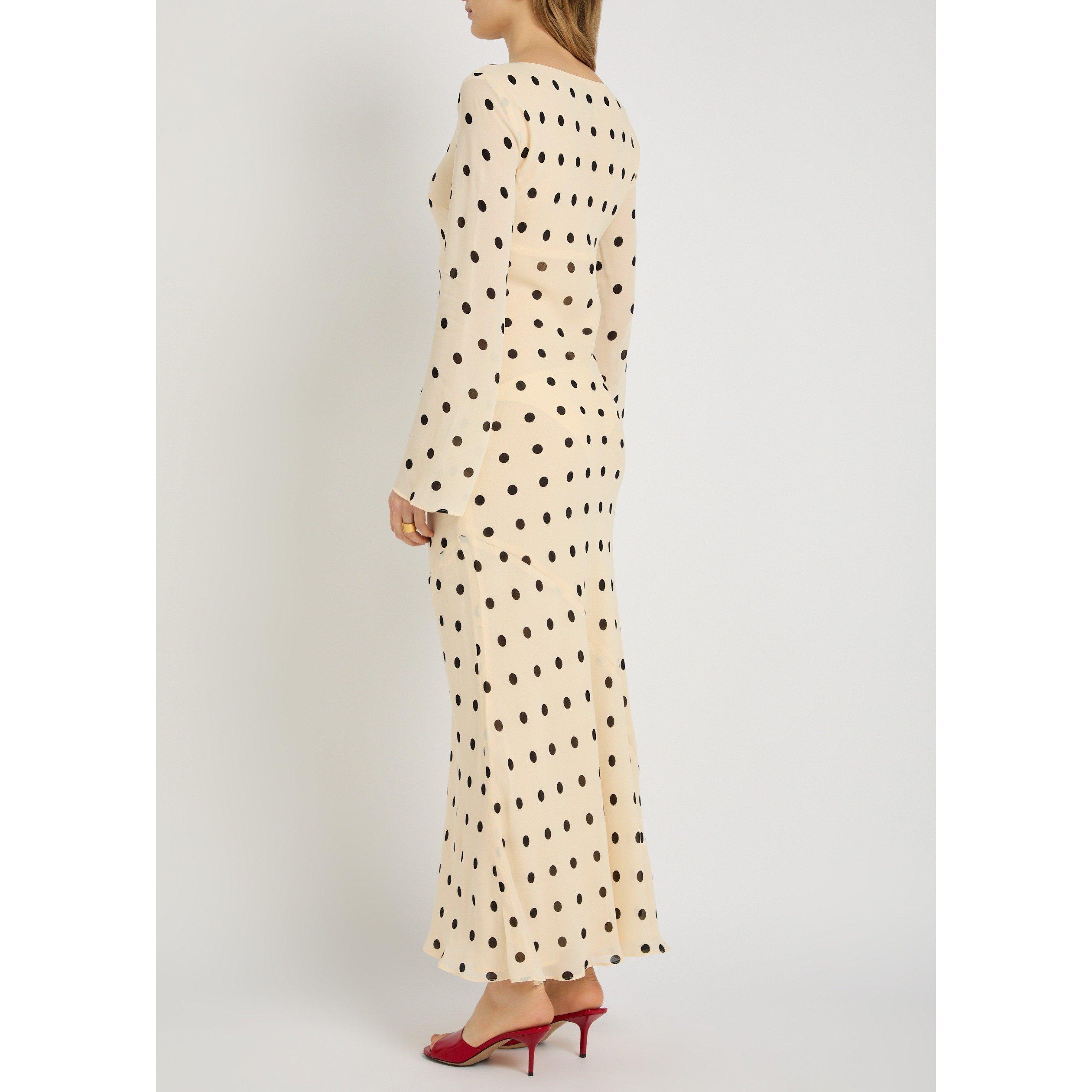 WHITE AND OTHER - Reformation - Women's Esra Polka Dot Long-Sleeve Viscose Maxi Dress - 3