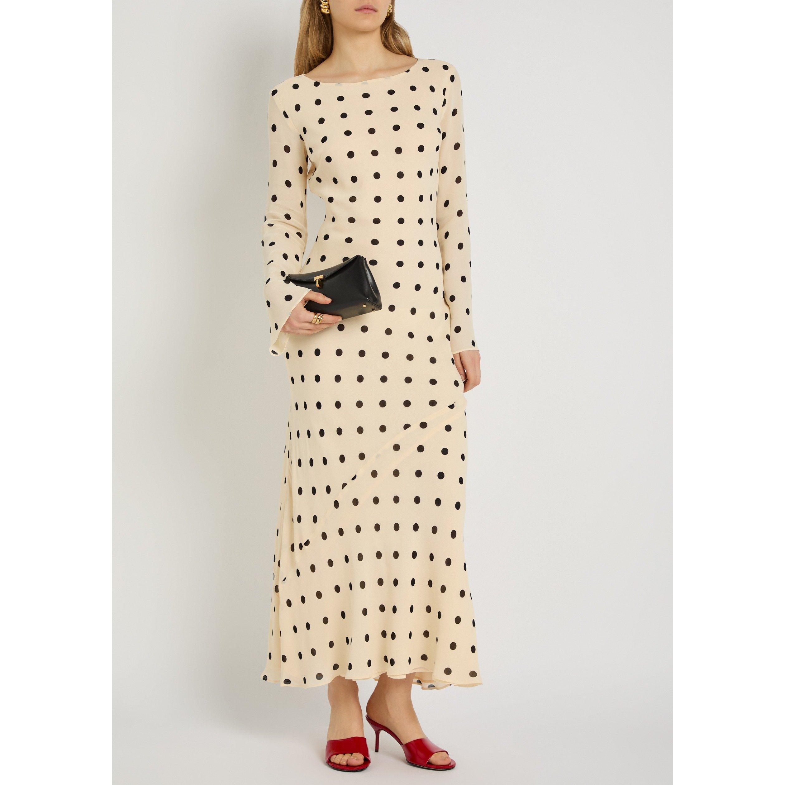 WHITE AND OTHER - Reformation - Women's Esra Polka Dot Long-Sleeve Viscose Maxi Dress - 5