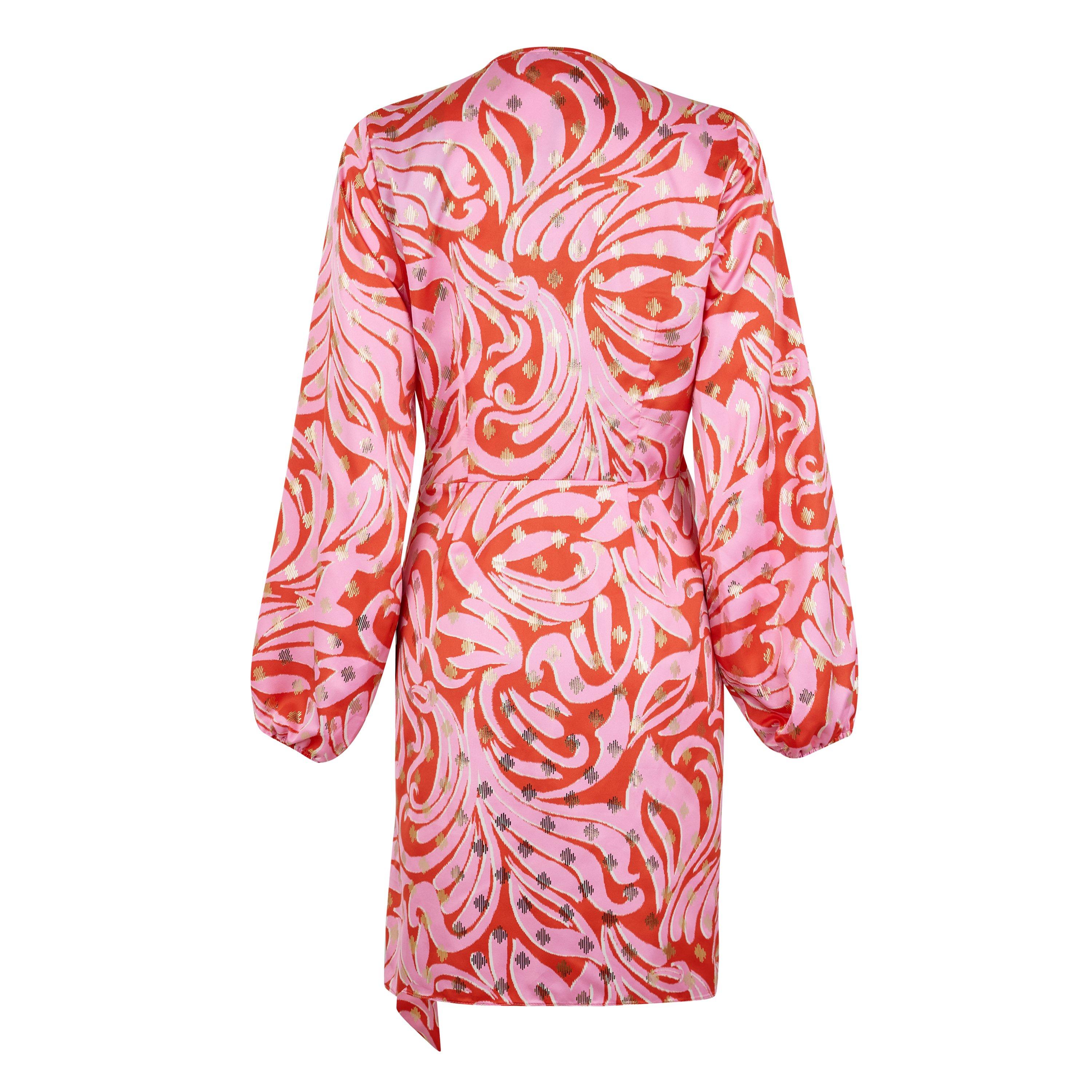 Pink/Red - Never Fully Dressed - Mini Vienna Swirl Wrap Dress - 2