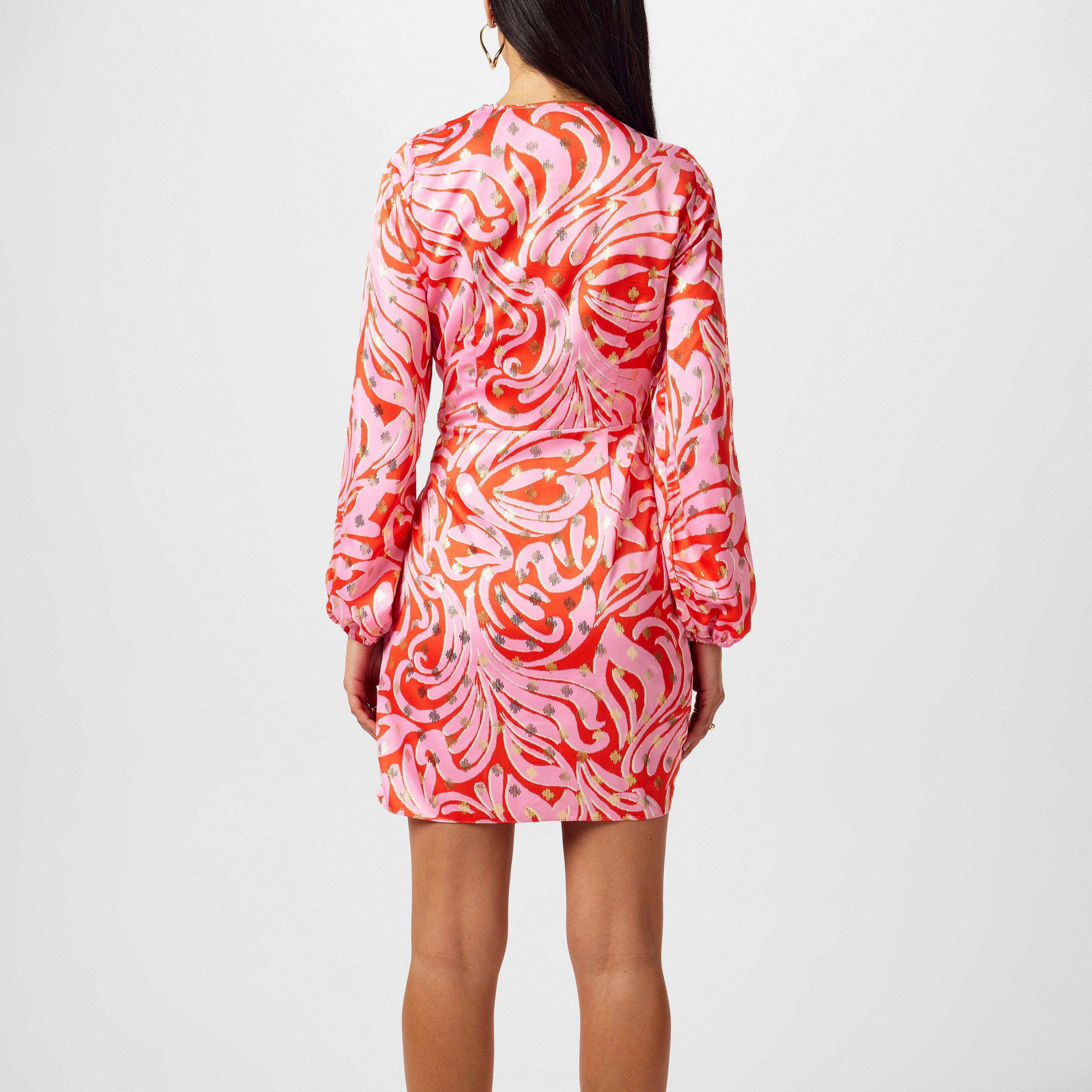 Pink/Red - Never Fully Dressed - Mini Vienna Swirl Wrap Dress - 4