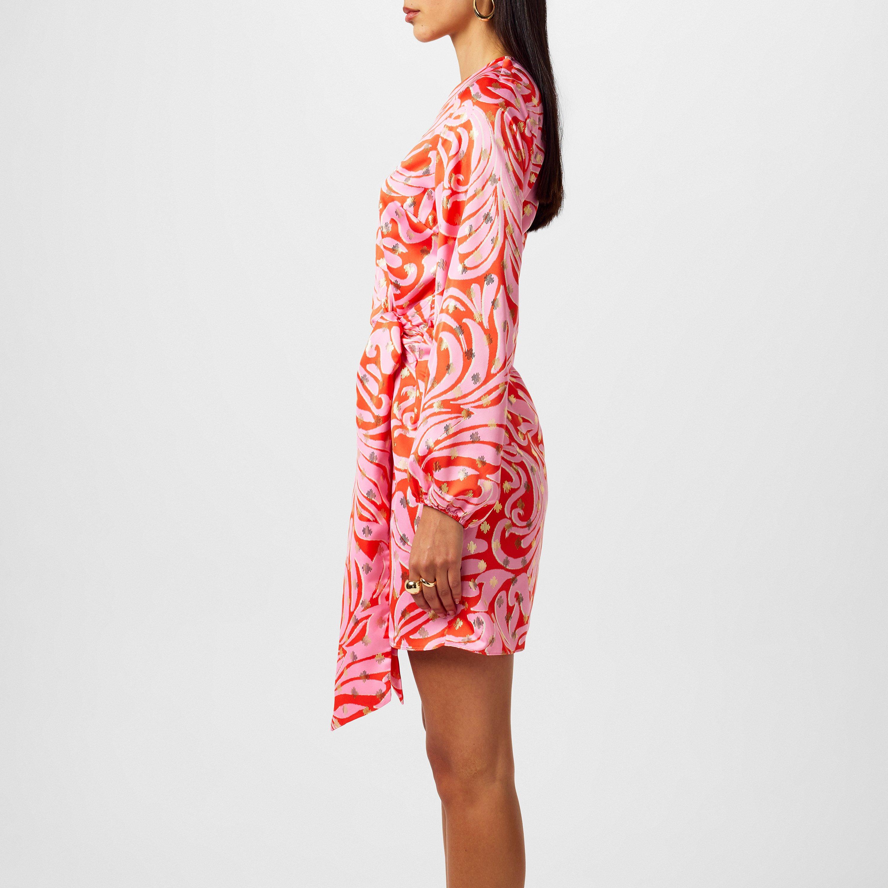 Pink/Red - Never Fully Dressed - Mini Vienna Swirl Wrap Dress - 5