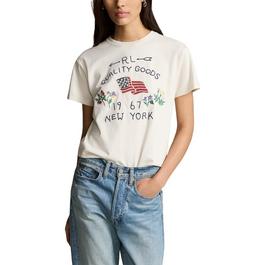 Polo Ralph Lauren Embroidered Flag Cotton T Shirt