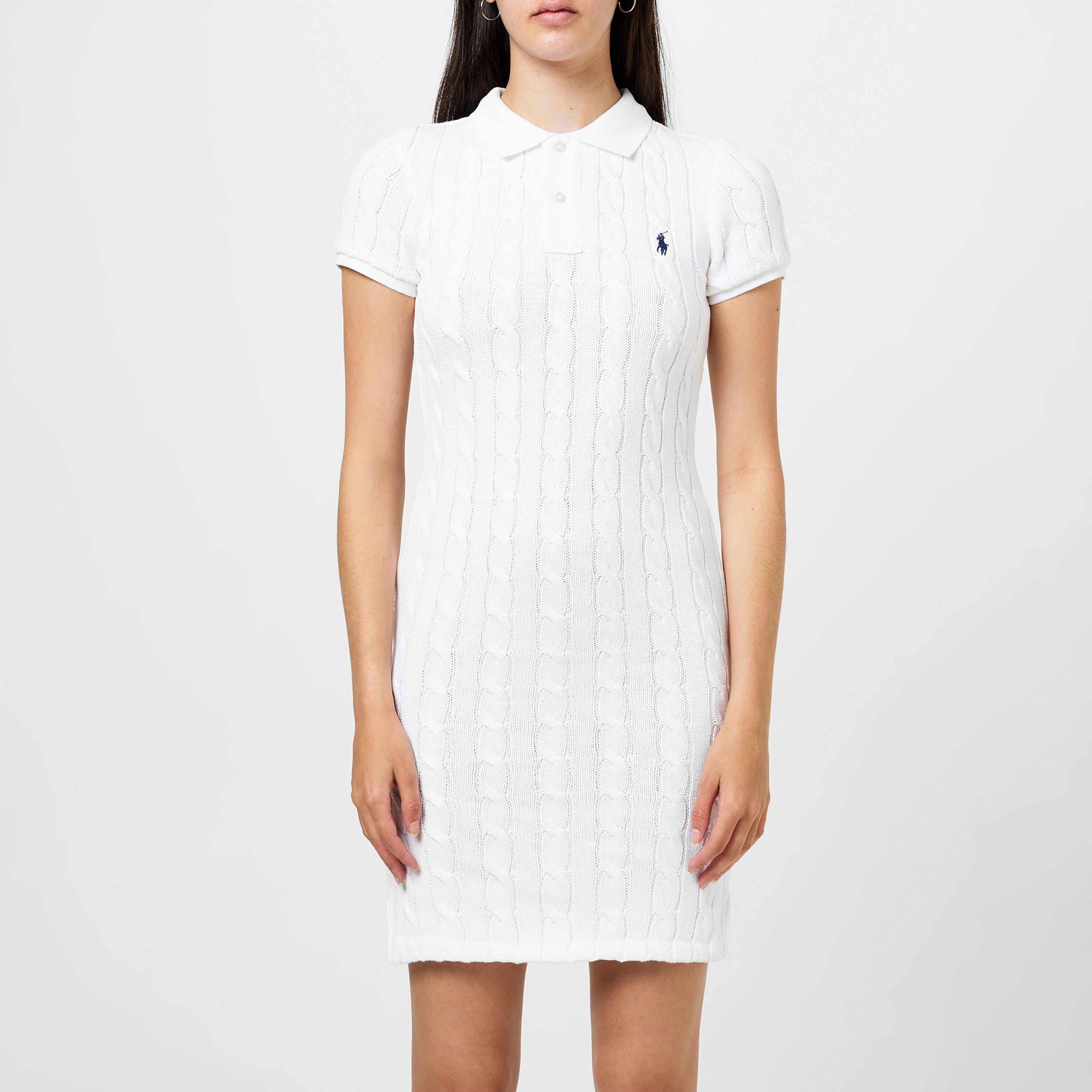 WHITE/ NAVY PP - Polo Ralph Lauren - Cable Knit Polo Dress - 1