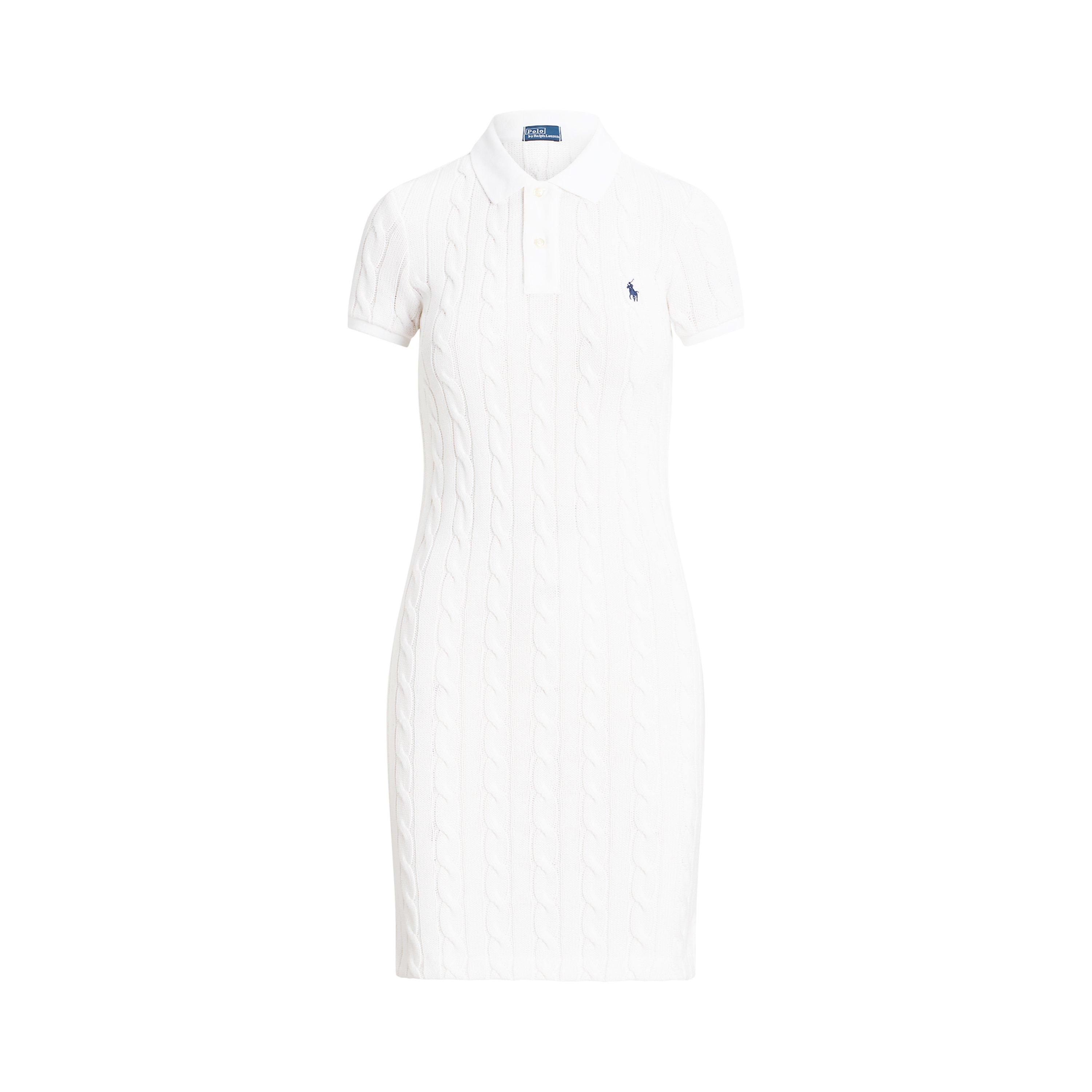 WHITE/ NAVY PP - Polo Ralph Lauren - Cable Knit Polo Dress - 5