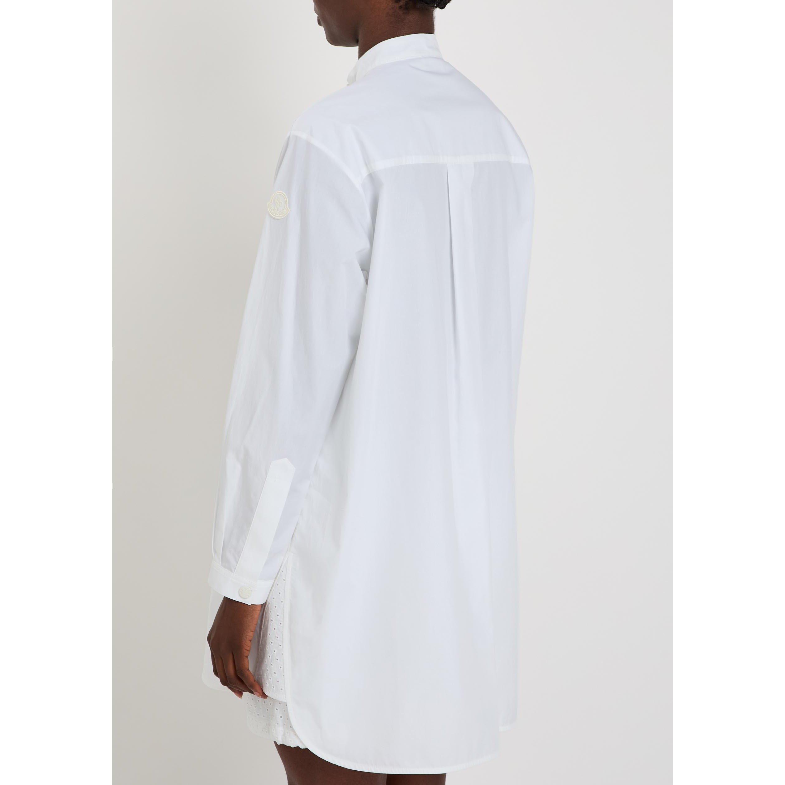 WHITE - Moncler - Women's Cotton Long-Sleeve Oversized-Fit Plain Shirt - 3