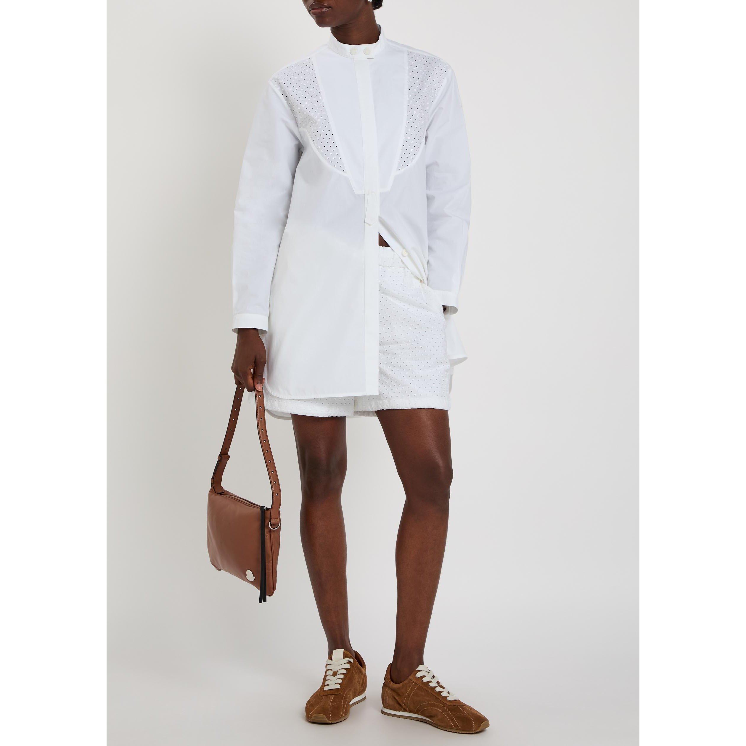 WHITE - Moncler - Women's Cotton Long-Sleeve Oversized-Fit Plain Shirt - 5