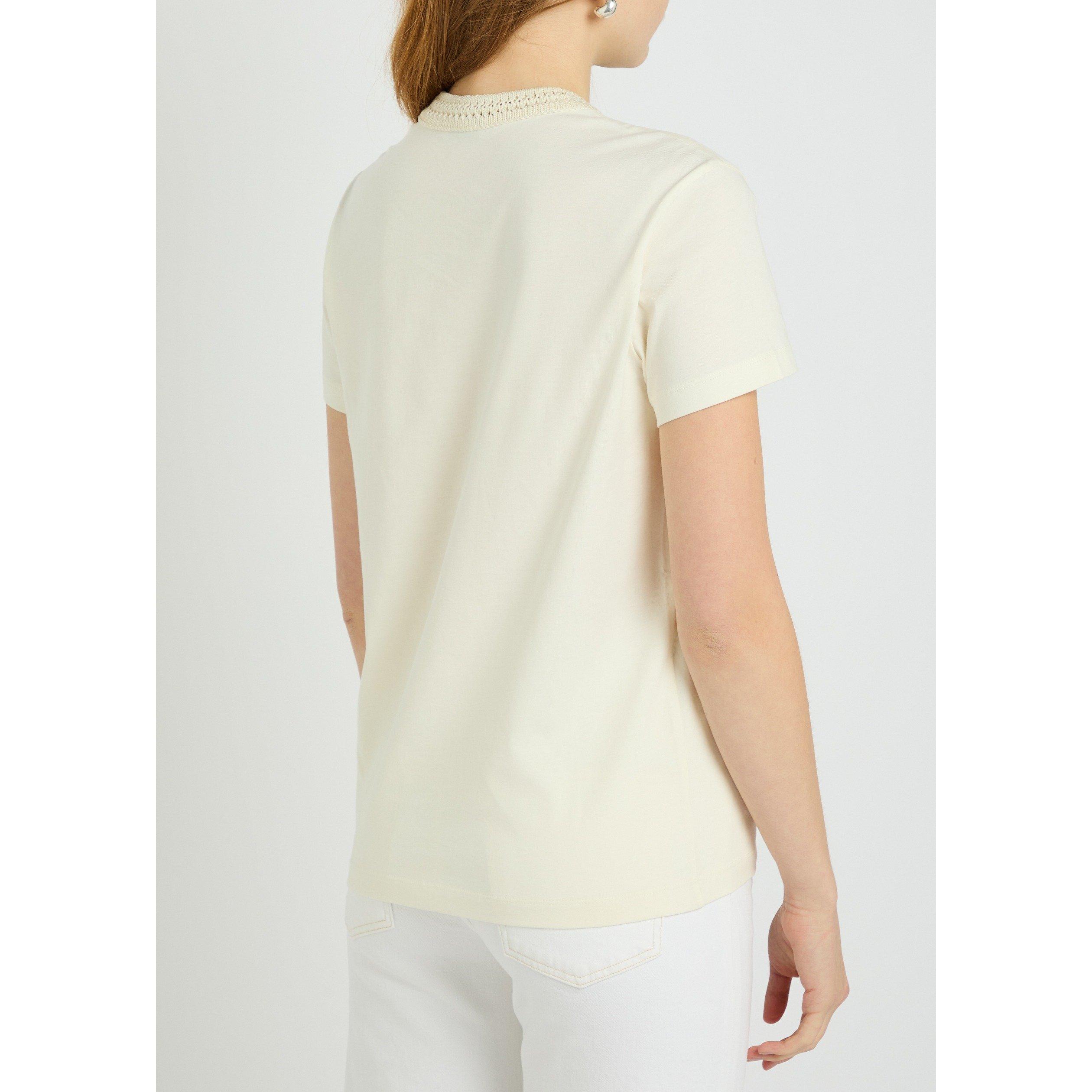 NATURAL - Moncler - Women's Cotton Short-Sleeve Crew-Neck T-Shirt - 3