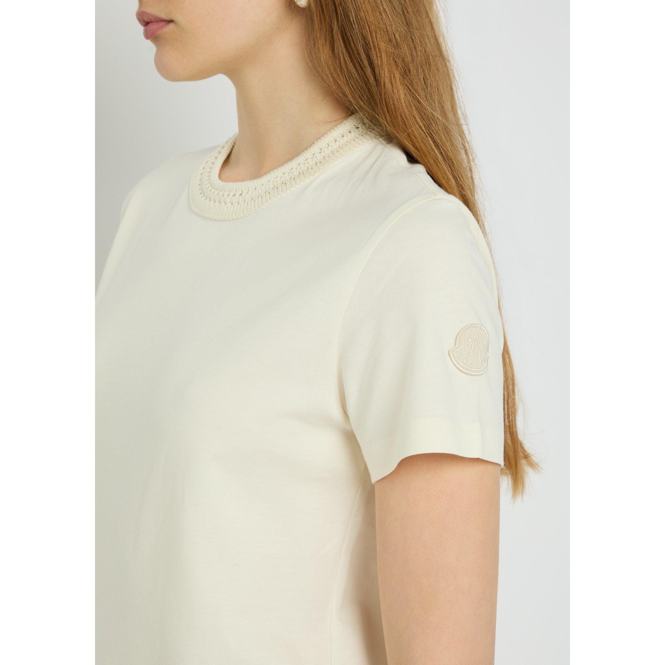 NATURAL - Moncler - Women's Cotton Short-Sleeve Crew-Neck T-Shirt - 4