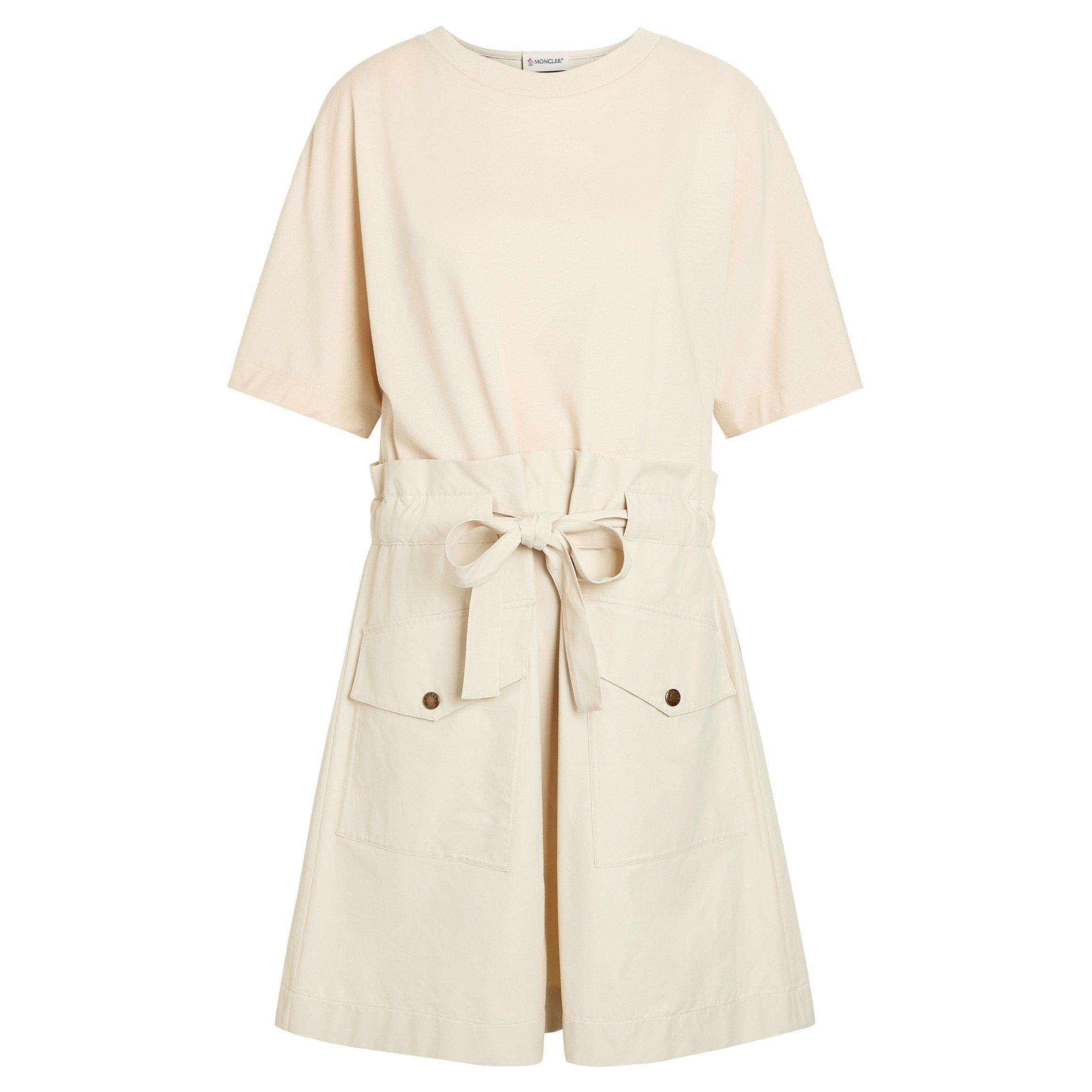 IVORY - Moncler - Women's Cotton Crew-Neck T-Shirt Dress - 1