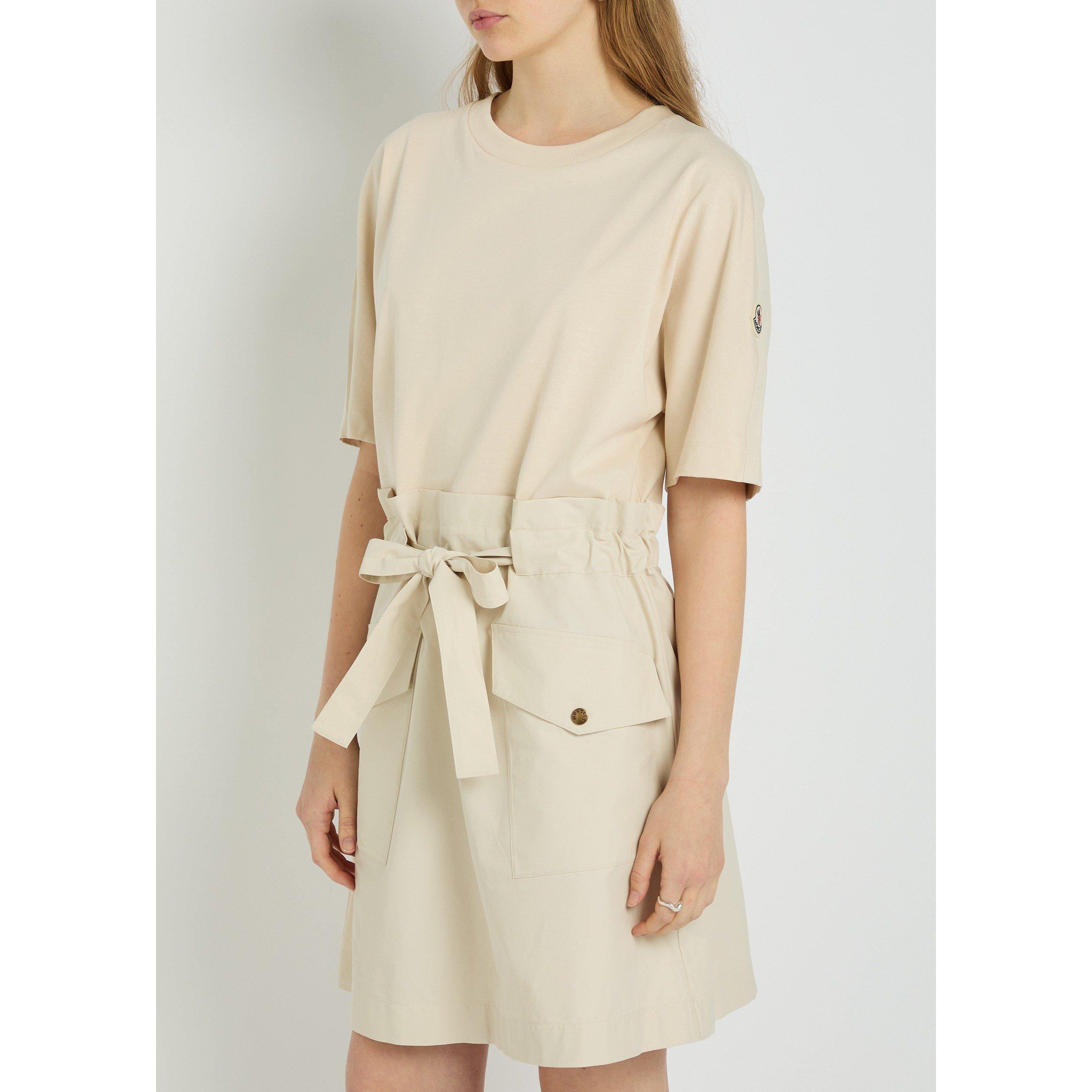 IVORY - Moncler - Women's Cotton Crew-Neck T-Shirt Dress - 2