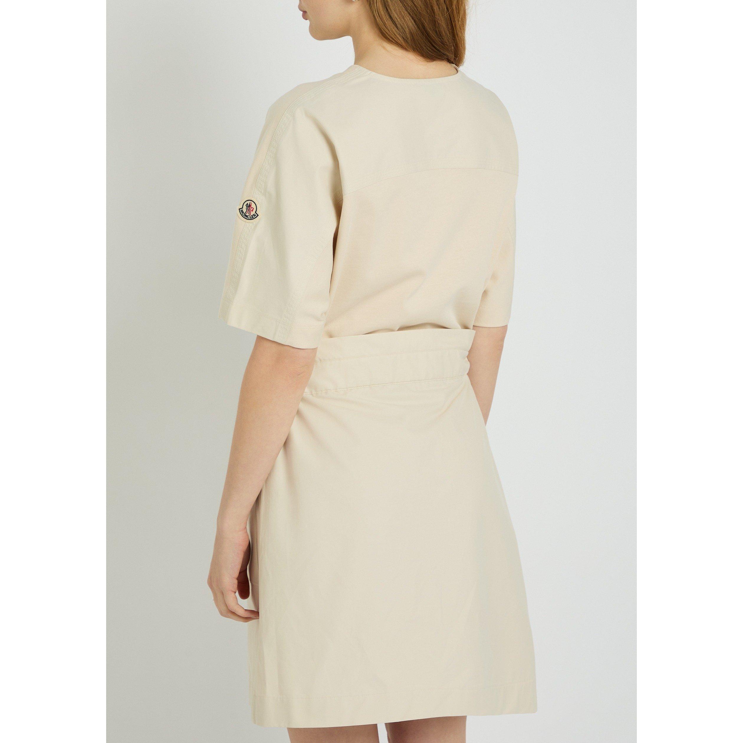 IVORY - Moncler - Women's Cotton Crew-Neck T-Shirt Dress - 3