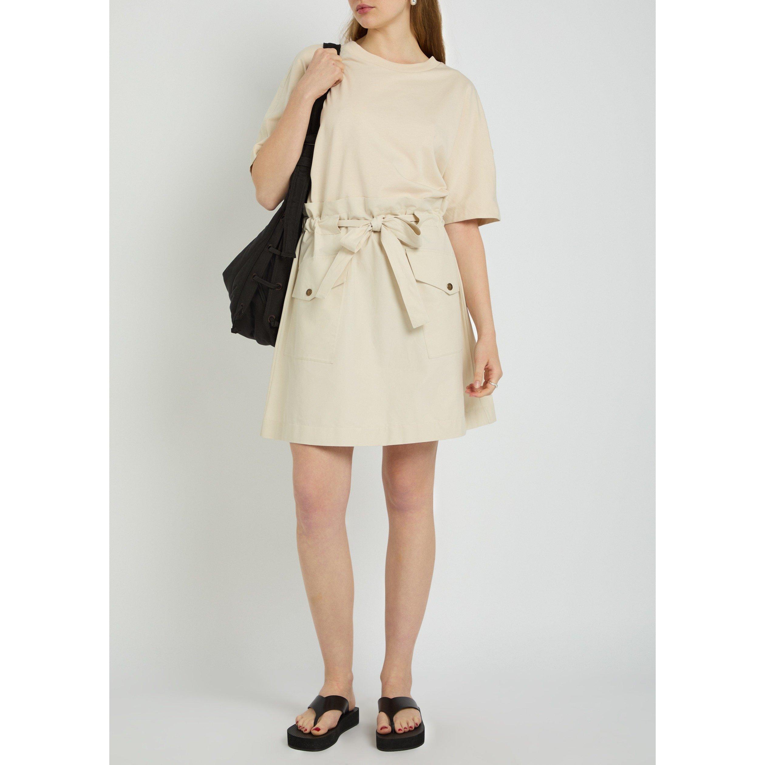 IVORY - Moncler - Women's Cotton Crew-Neck T-Shirt Dress - 5