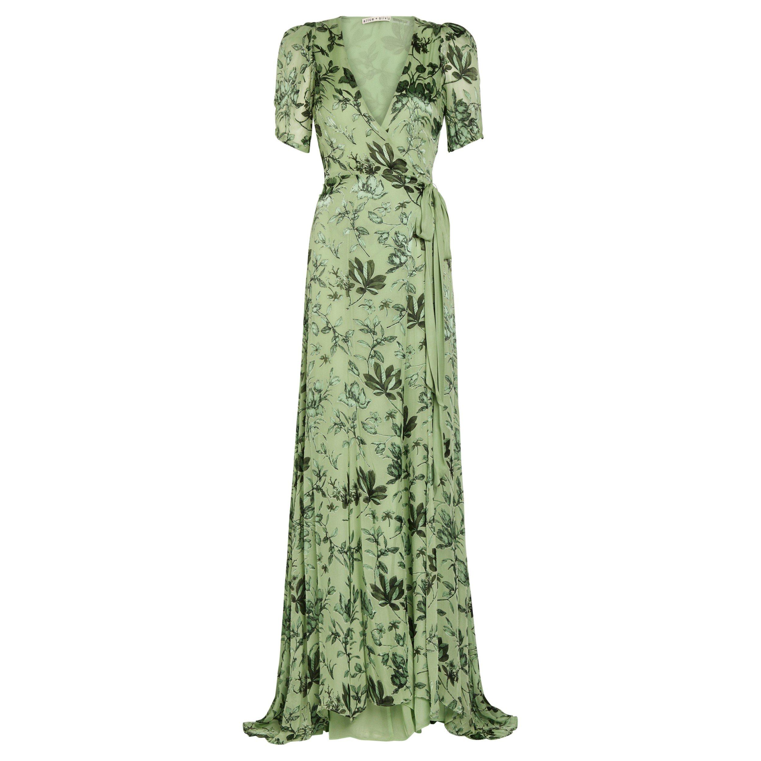 GREEN - Alice And Olivia - LD Tiana Puff Slv w/Slit Dress