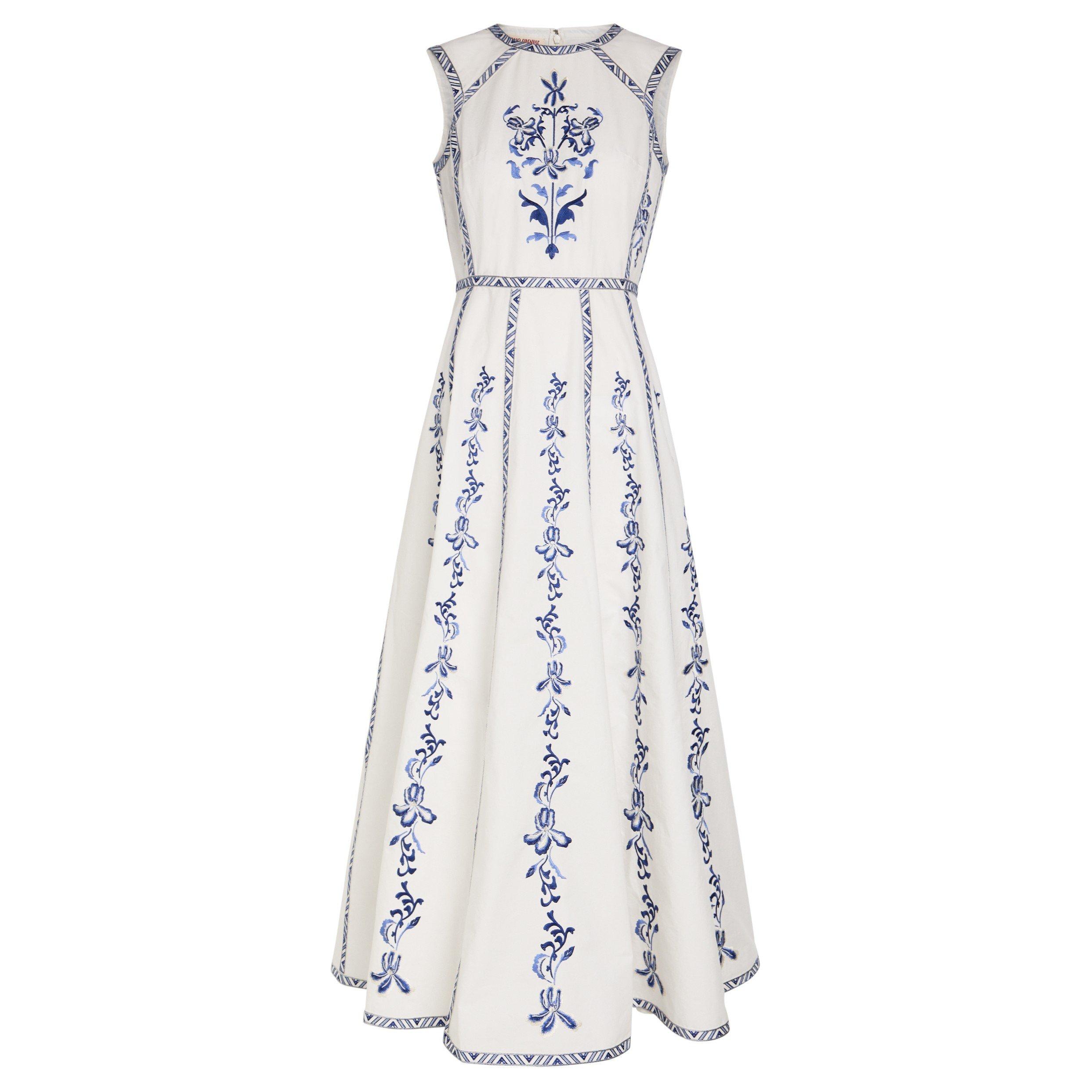 WHITE AND BLUE - Emporio Sirenuse - LD CLODETTE IRIS EMBRIOD DRESS - 1