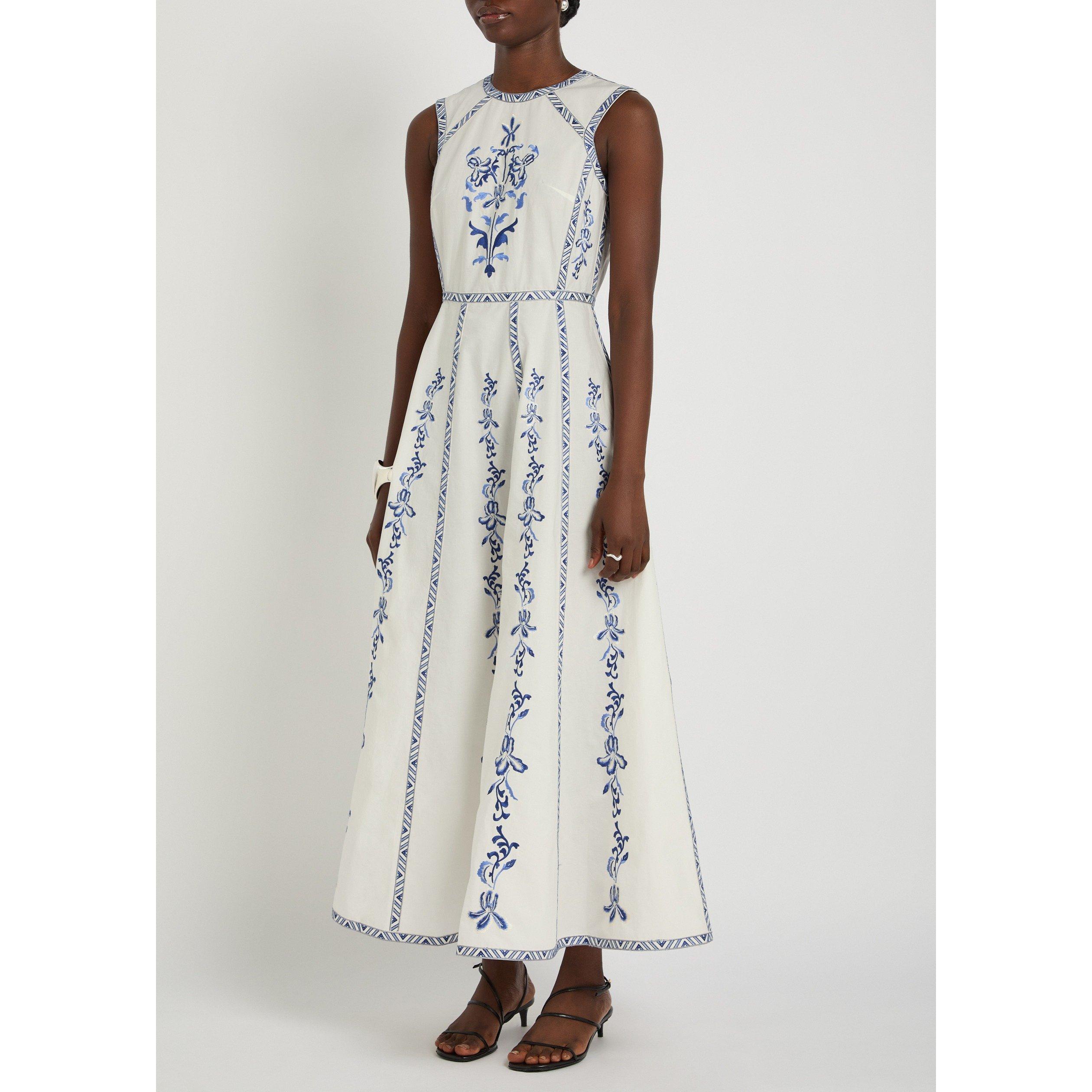 WHITE AND BLUE - Emporio Sirenuse - LD CLODETTE IRIS EMBRIOD DRESS - 2