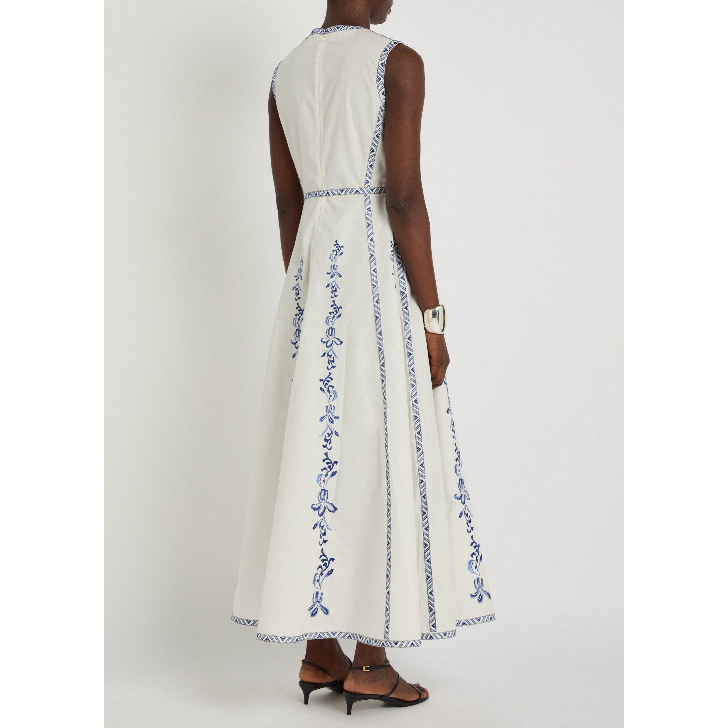WHITE AND BLUE - Emporio Sirenuse - LD CLODETTE IRIS EMBRIOD DRESS - 3