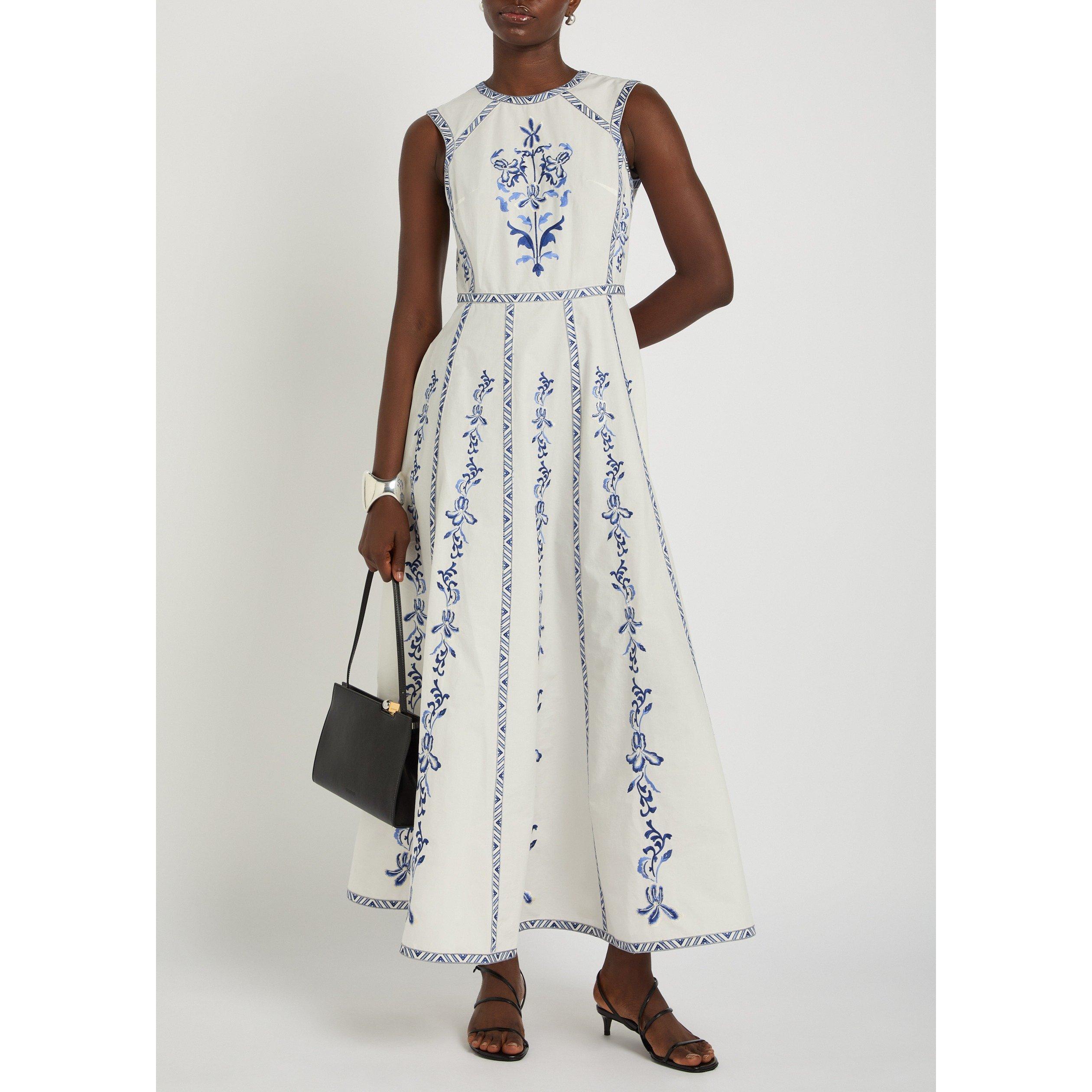 WHITE AND BLUE - Emporio Sirenuse - LD CLODETTE IRIS EMBRIOD DRESS - 5