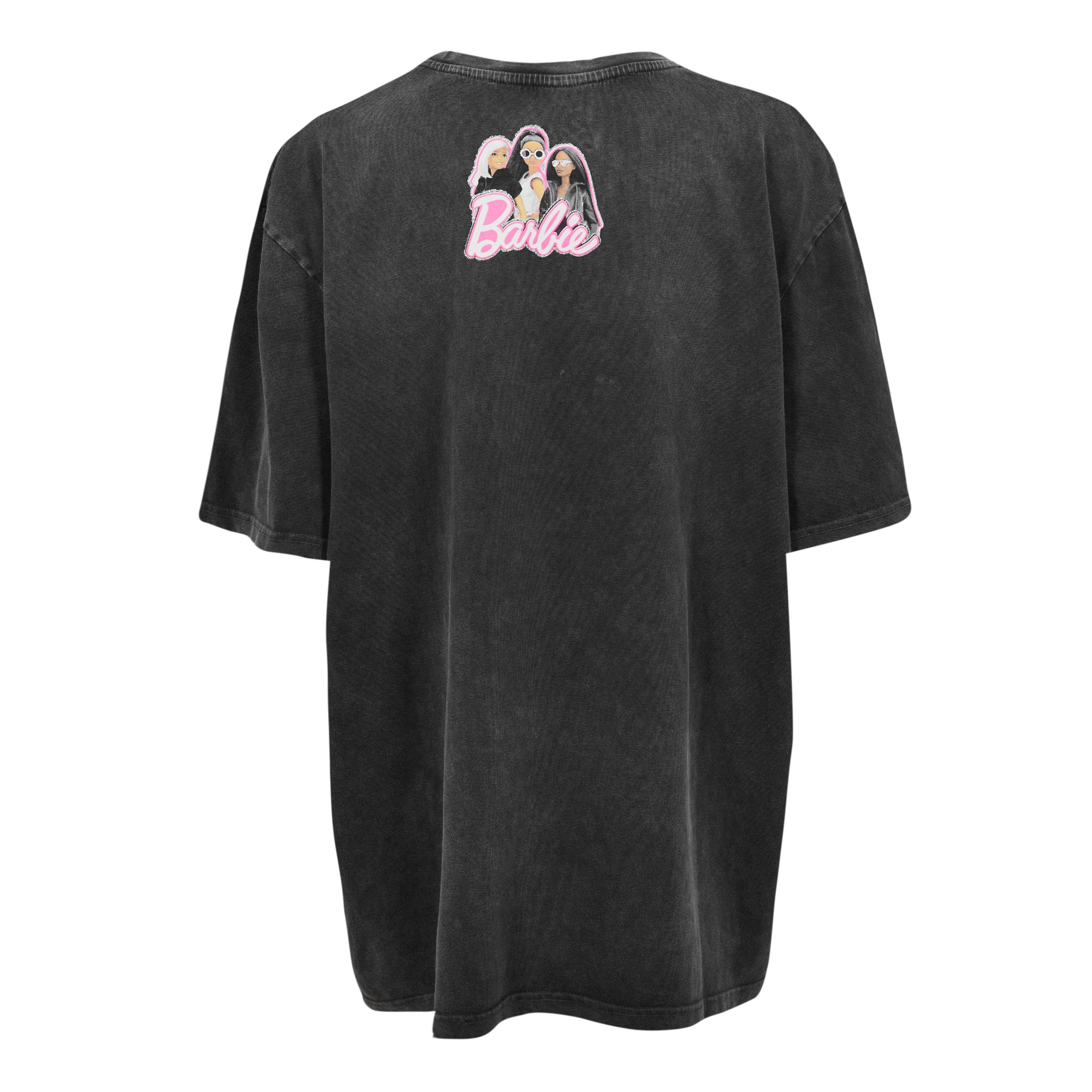 Character 【 Barbie Boss Acid Wash T-Shirt Charcoal Women 】 レディース Character Womens Barbie Boss Acid Wash T-Shirt Charcoal