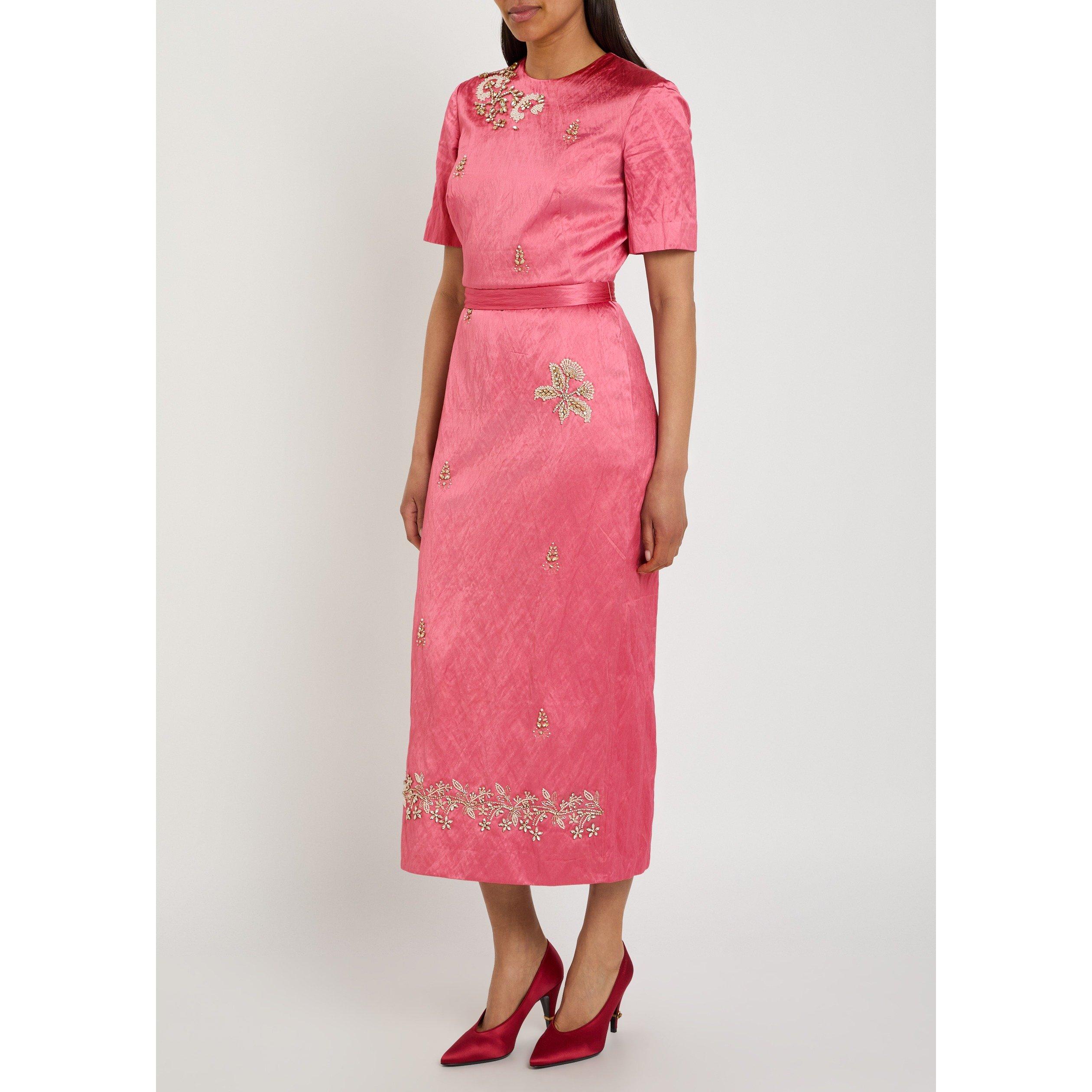 PINK - Erdem - EMB TXTRD SATIN MIDI PENCIL DR - 2