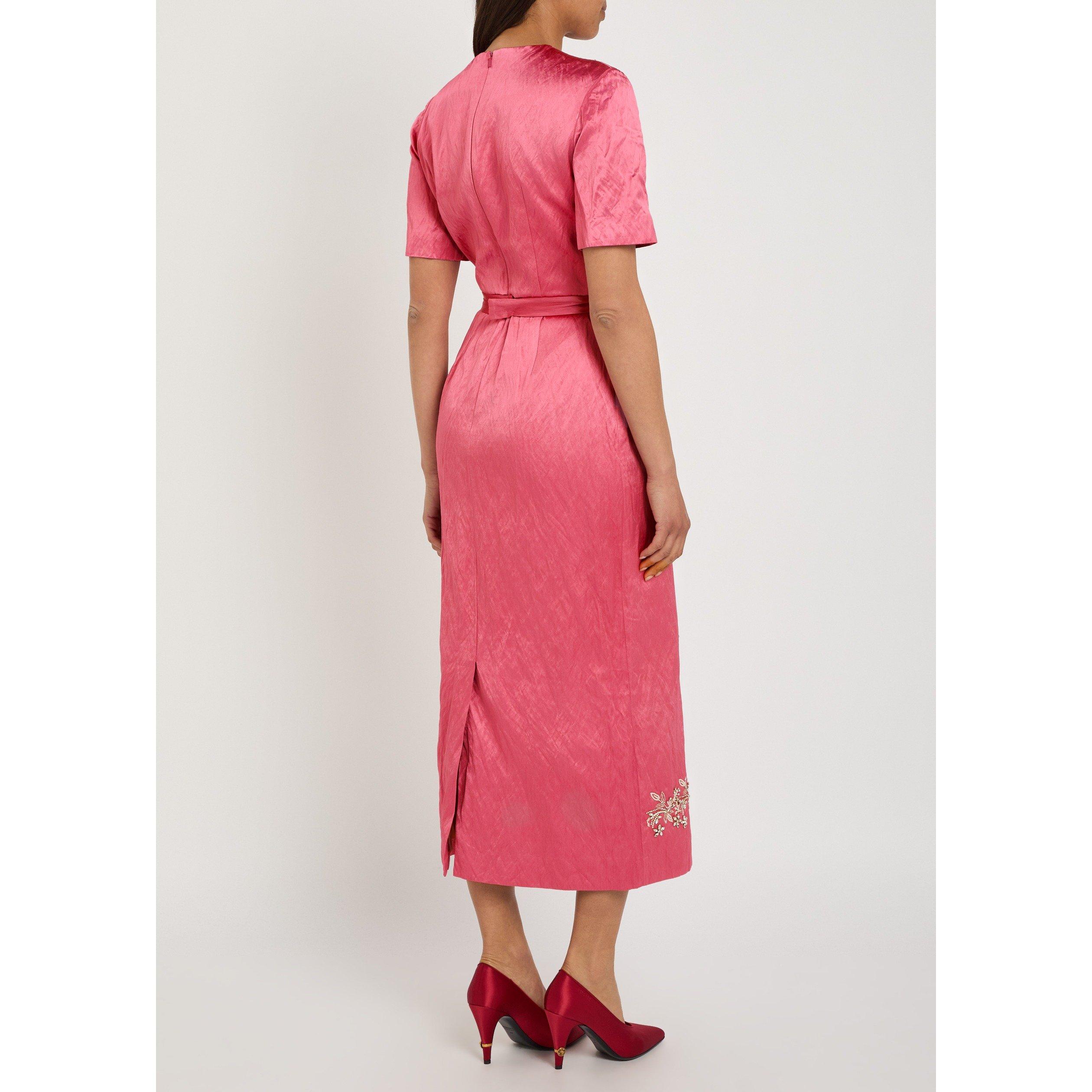 PINK - Erdem - EMB TXTRD SATIN MIDI PENCIL DR - 3