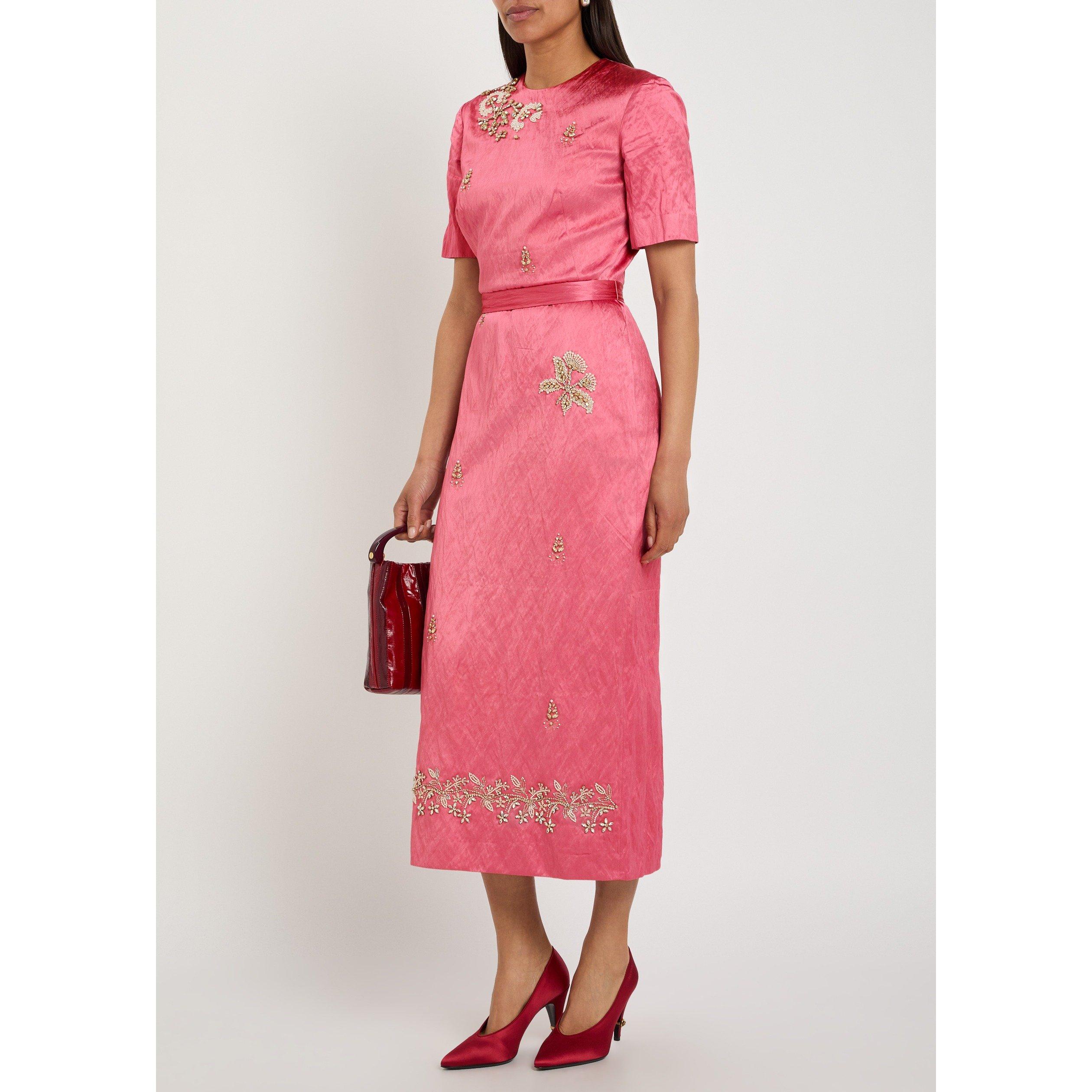 PINK - Erdem - EMB TXTRD SATIN MIDI PENCIL DR - 5