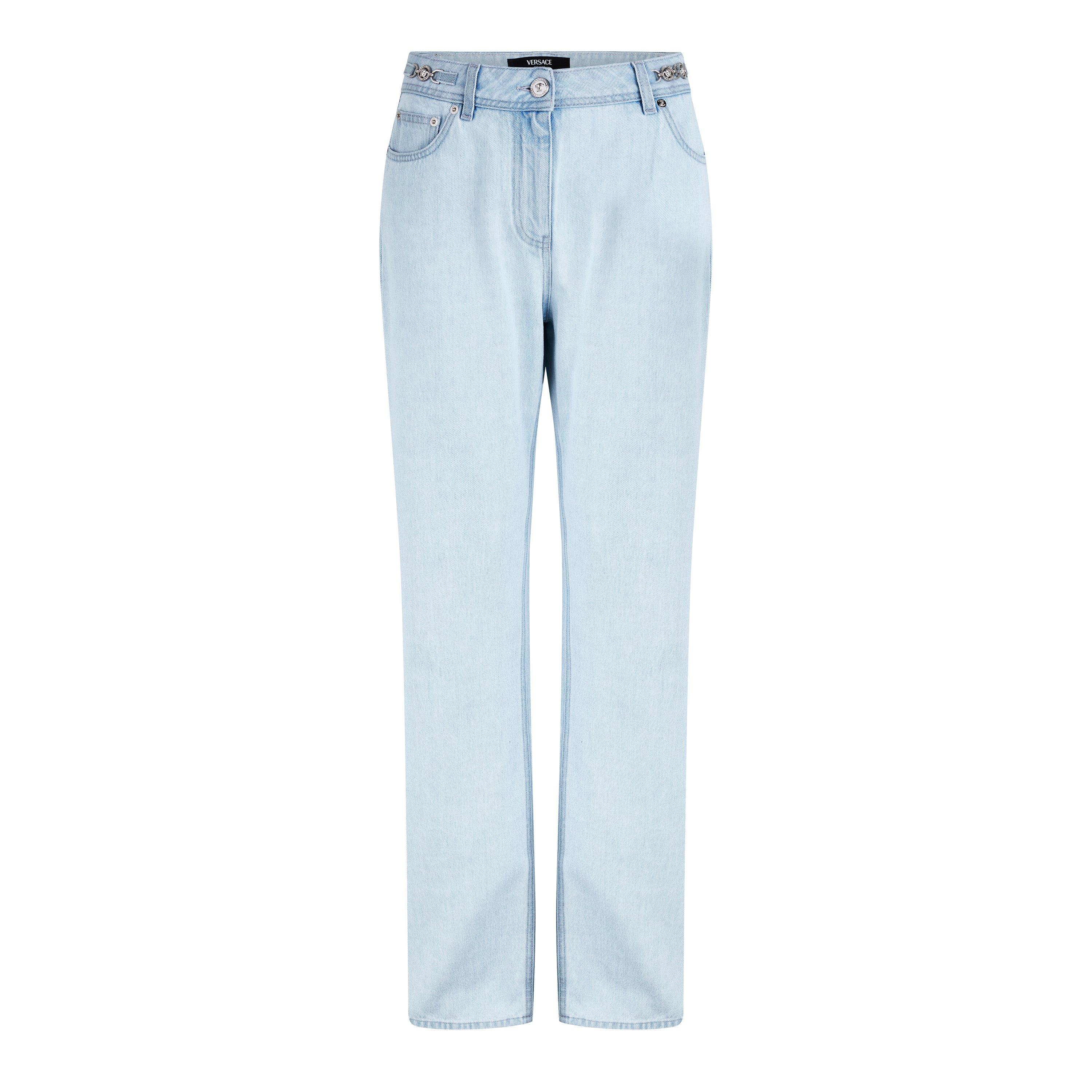 Light Blue Ice - Versace - Women's Medusa Straight Leg Jeans - 5