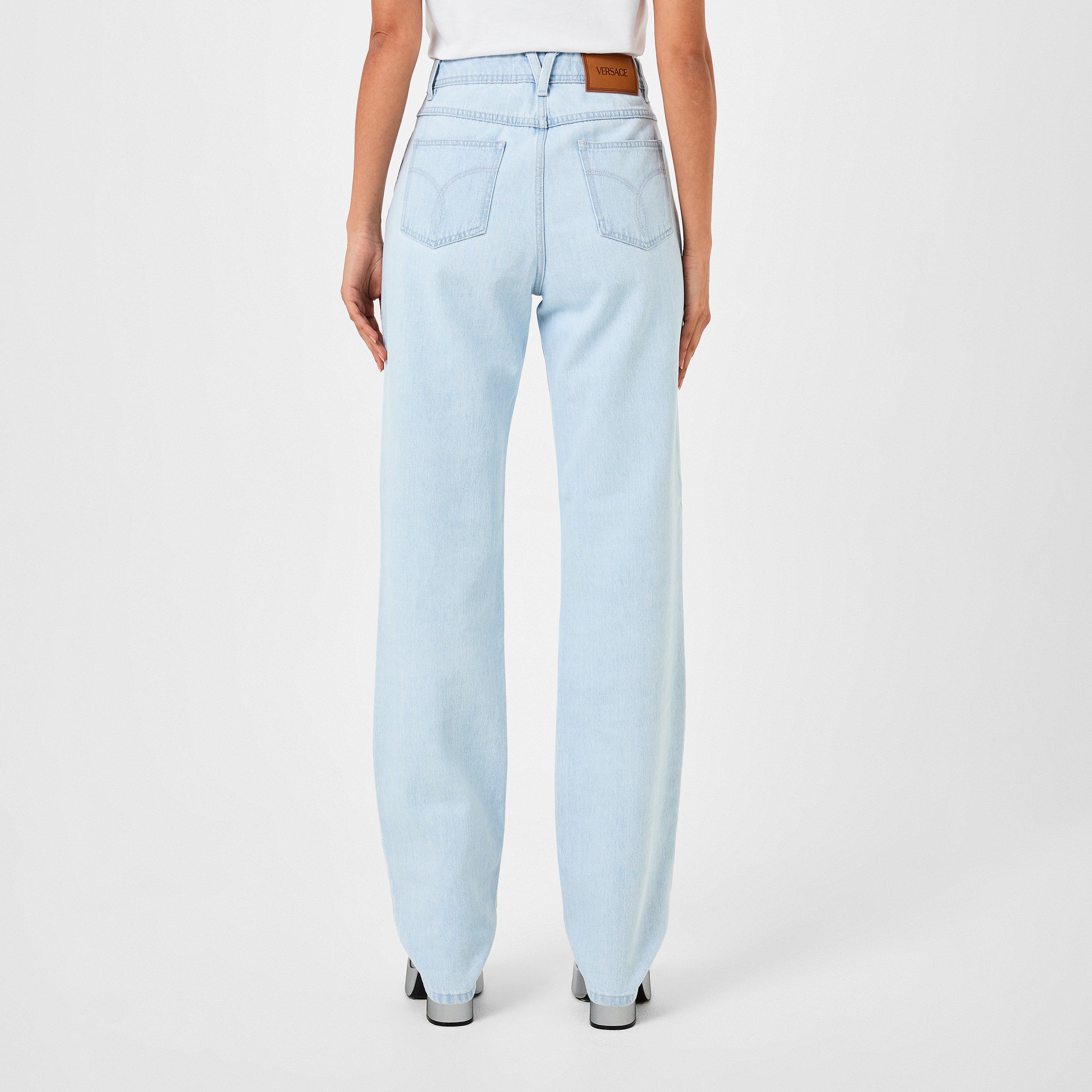 Light Blue Ice - Versace - Women's Medusa Straight Leg Jeans - 3