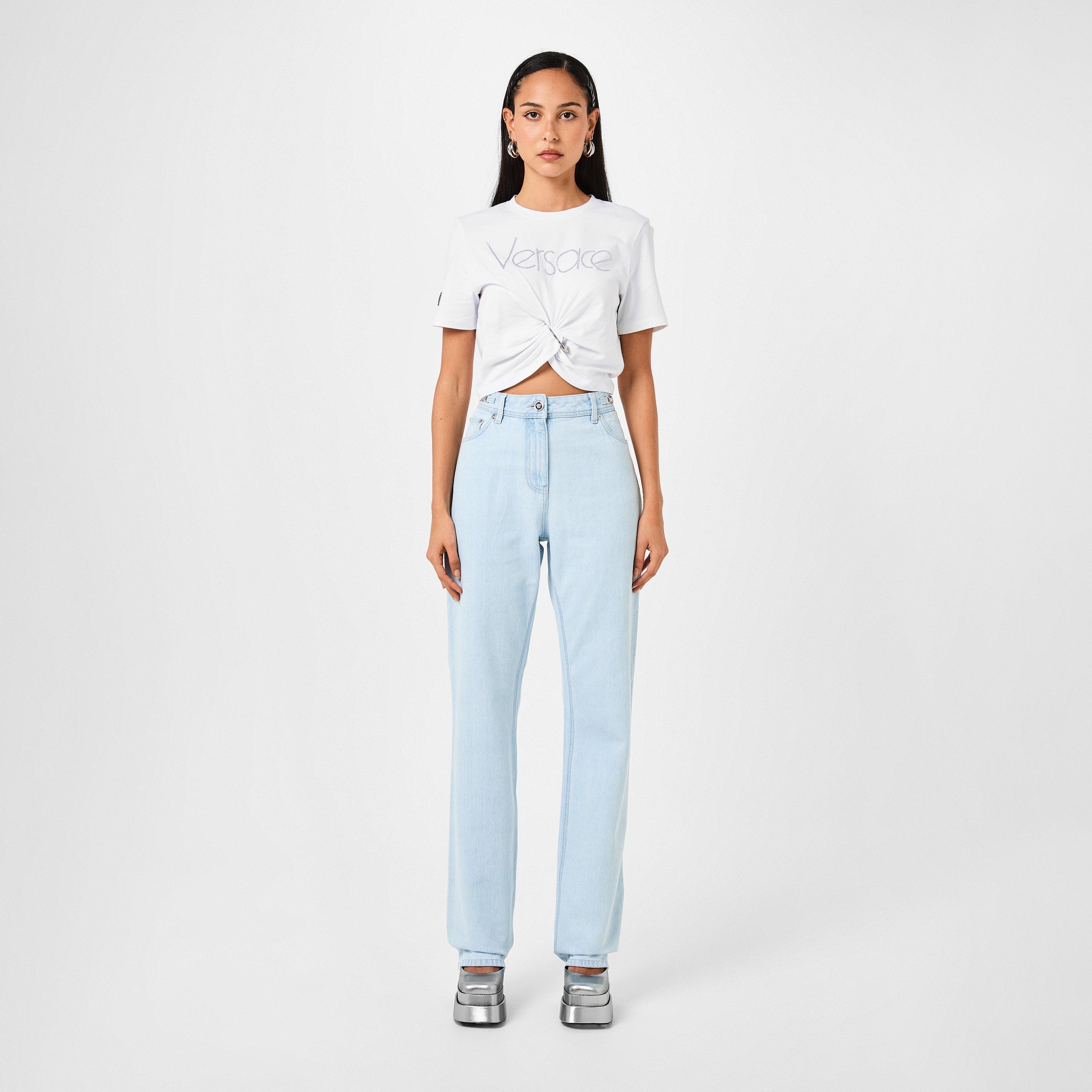 Light Blue Ice - Versace - Women's Medusa Straight Leg Jeans - 4