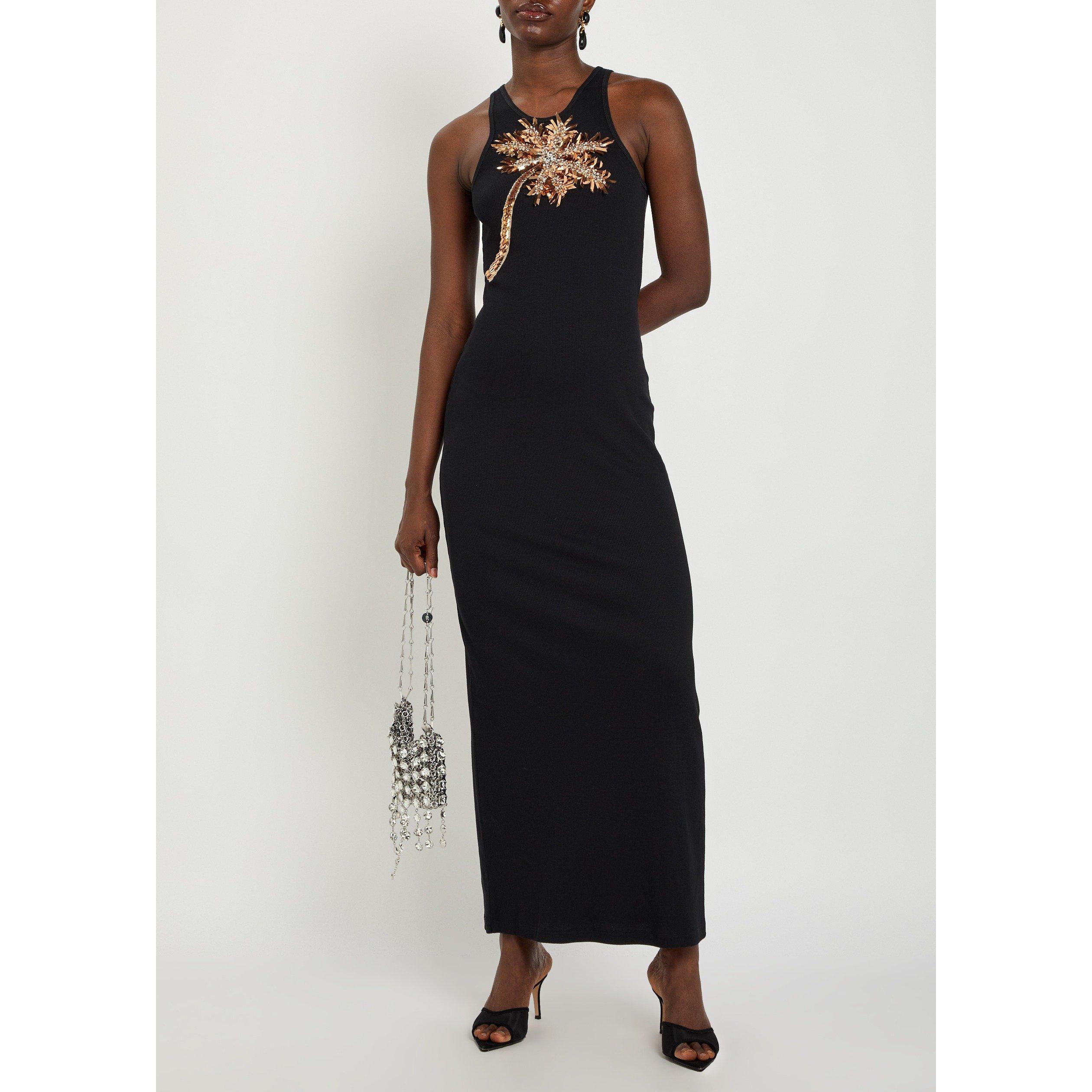 BLACK - Rabanne - Women's Cotton Slim-Fit Maxi Dress - 5
