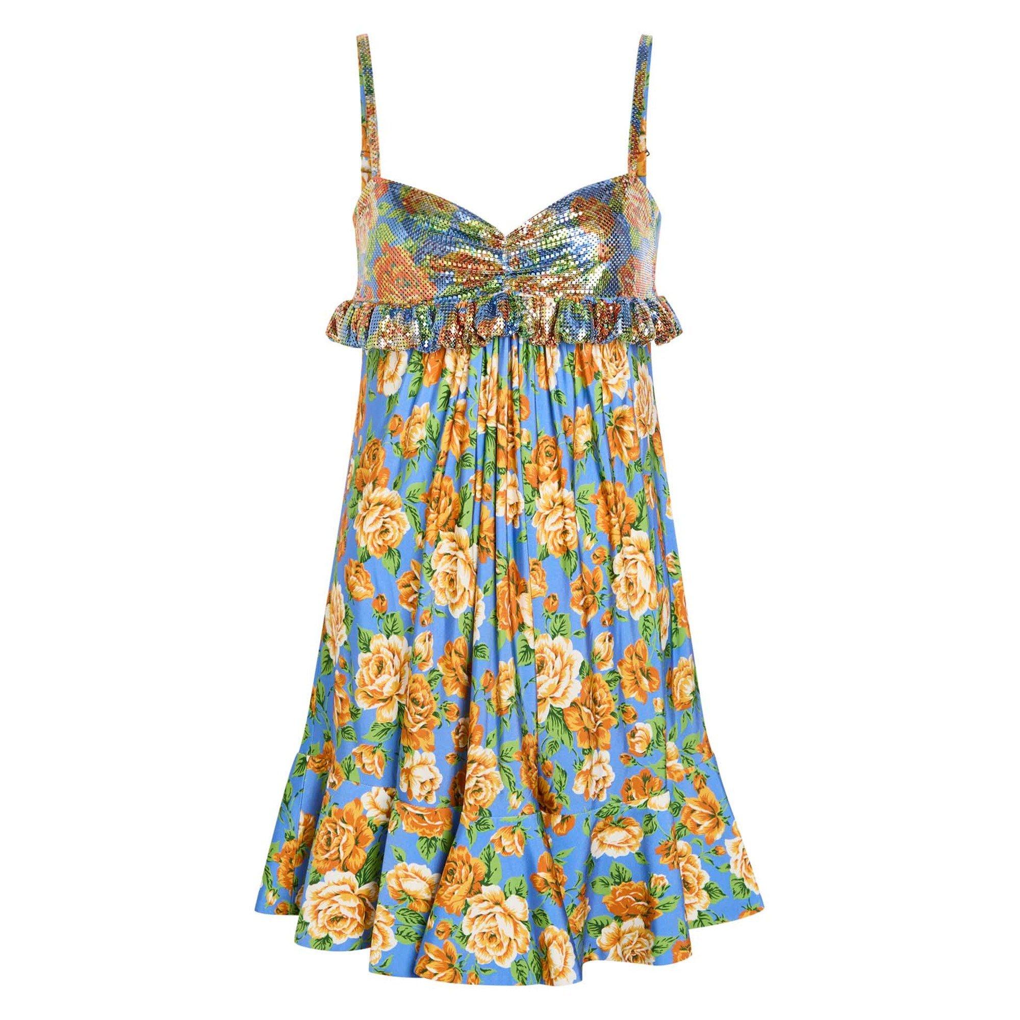 MULTICOLOURED - Rabanne - Women's Floral Ruched Mini Dress - 1