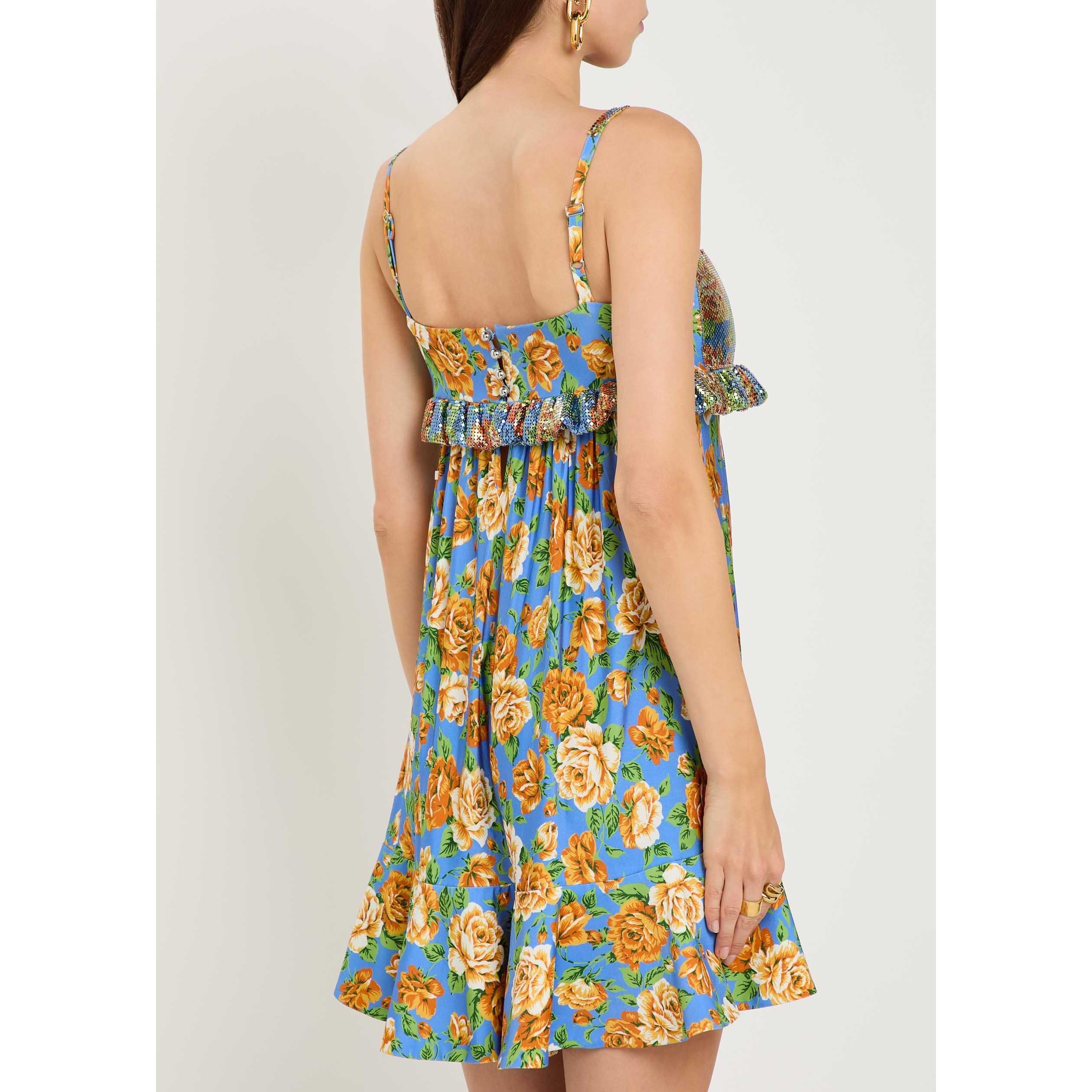 MULTICOLOURED - Rabanne - Women's Floral Ruched Mini Dress - 3