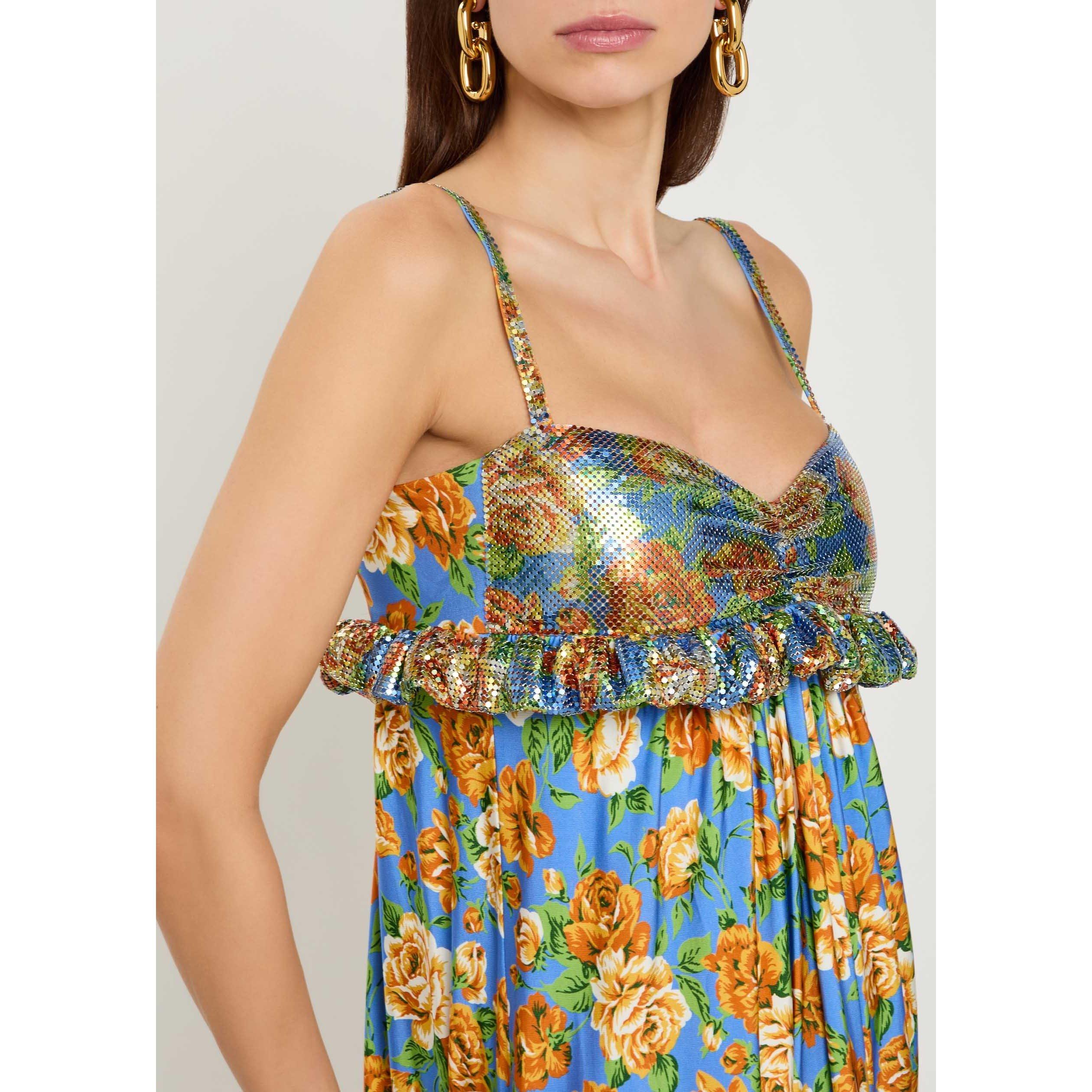 MULTICOLOURED - Rabanne - Women's Floral Ruched Mini Dress - 4