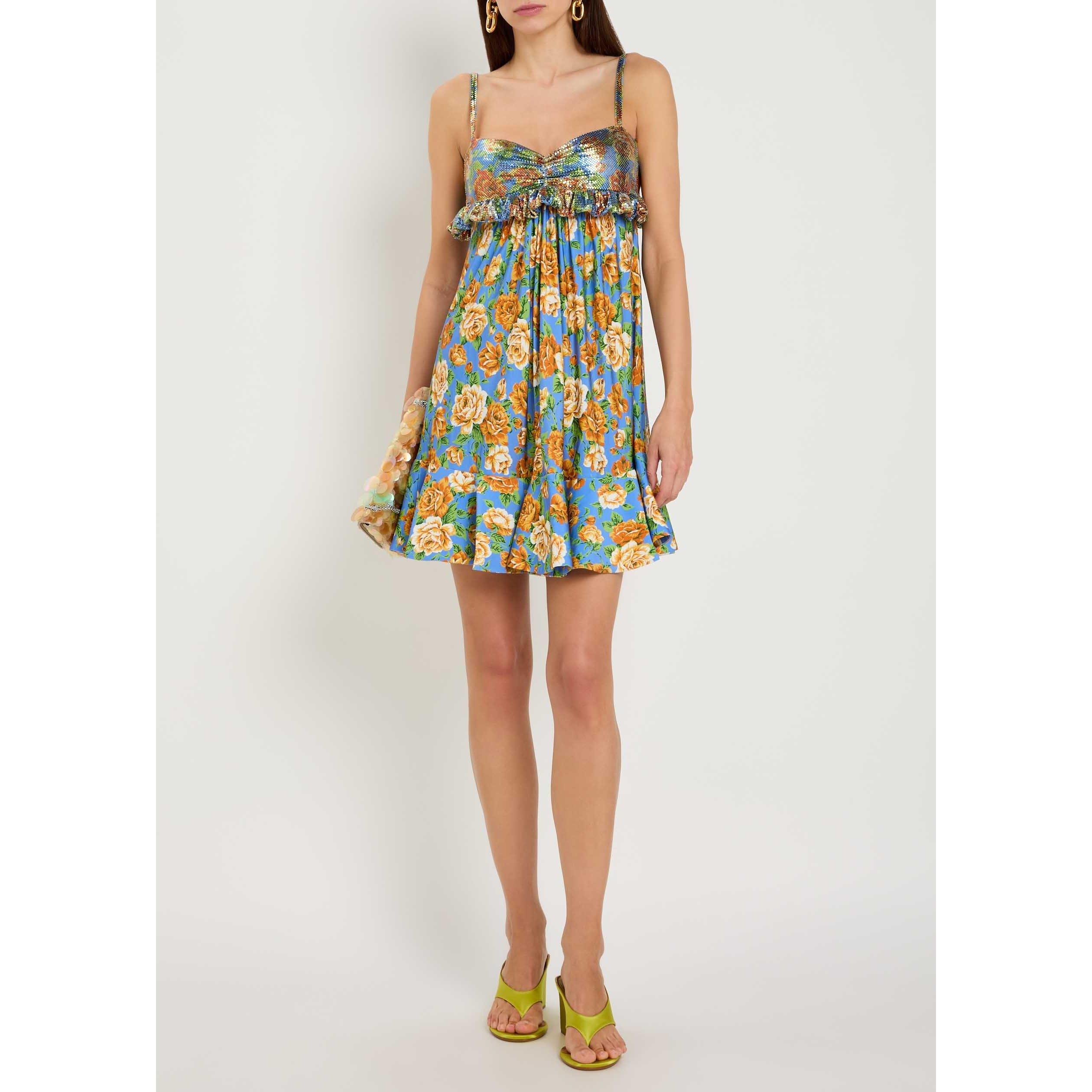 MULTICOLOURED - Rabanne - Women's Floral Ruched Mini Dress - 5