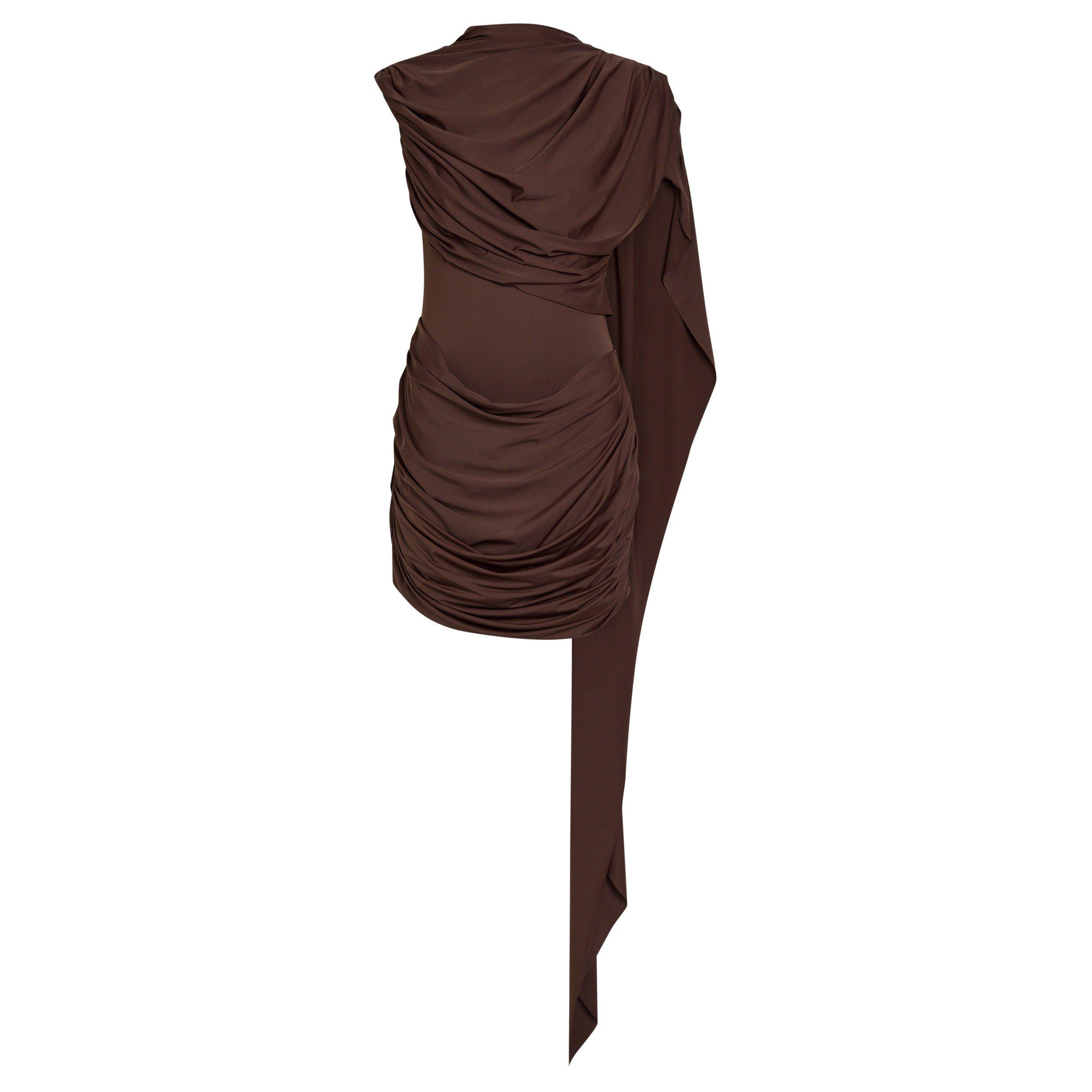 BROWN - De La Vali - ELARA MINI DRESS SPANDEX