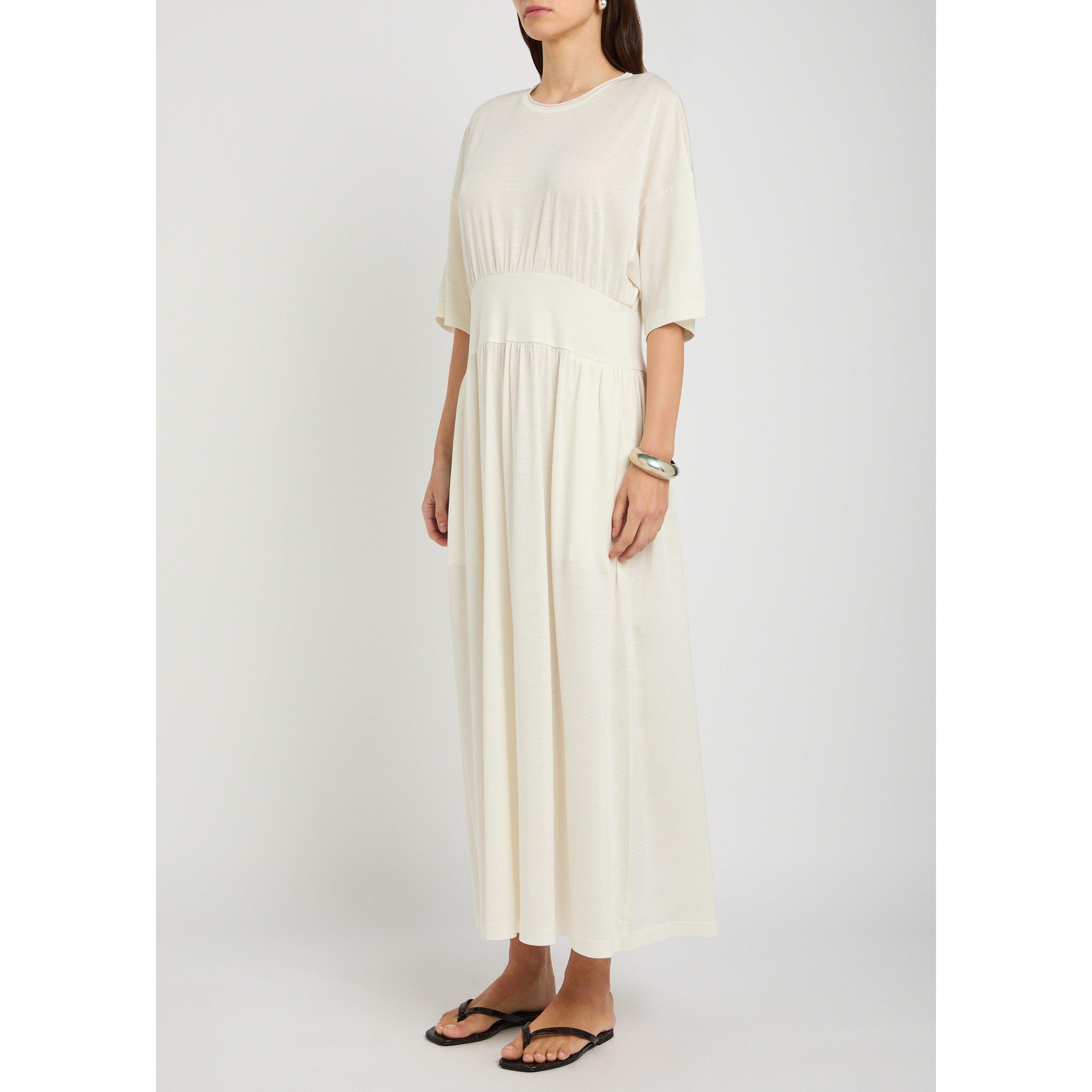 OFF WHITE - Toteme - Women's Cotton Silk Midi T-Shirt Dress - 2